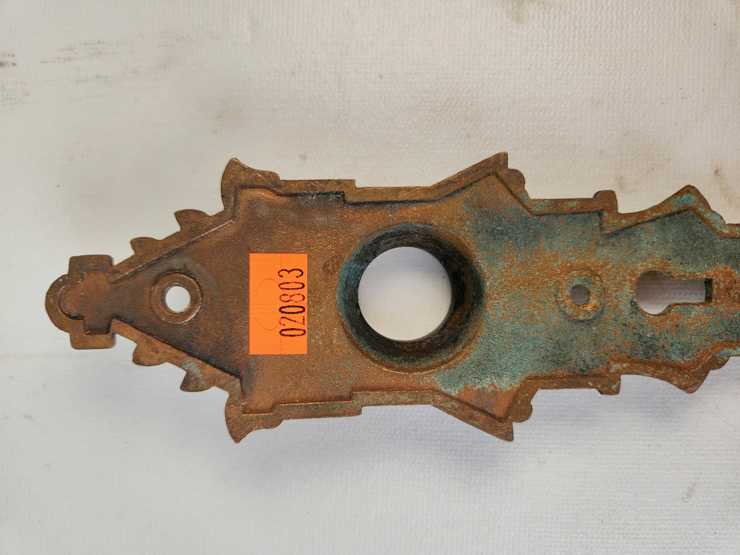 Niles Hardware Antique Bronze Exterior Door Plate, Antique Door Plate Double Keyhole Backplate 02803