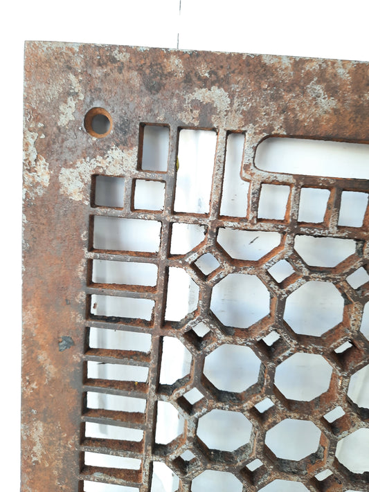 10 x 14 Antique Cast Iron Ornate Pattern Vent Cover, Floor Register Cover #022711