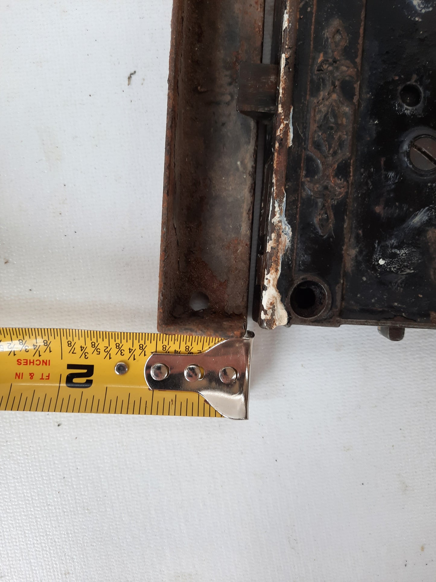 Antique Door Rim Lock and Keeper Set, Cast Iron Surface Mount Door Lock with Privacy Latch 030505