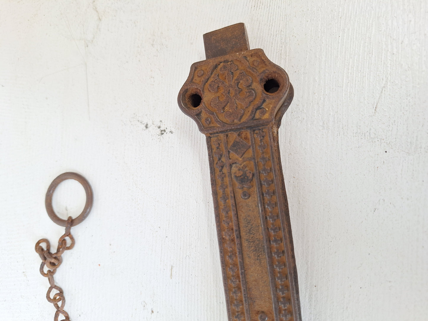 Slide Bolt Lock for Antique French Doors, Ornate Eastlake Surface Bolt for Double Doors, Spring Loaded, Door Bolt Lock 071313
