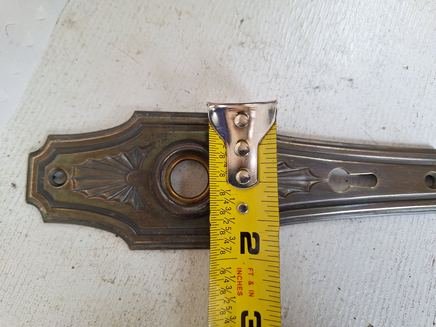 Brass Plated Art Deco Antique Backplates and Doorknobs, Art Deco Door Hardware 071601