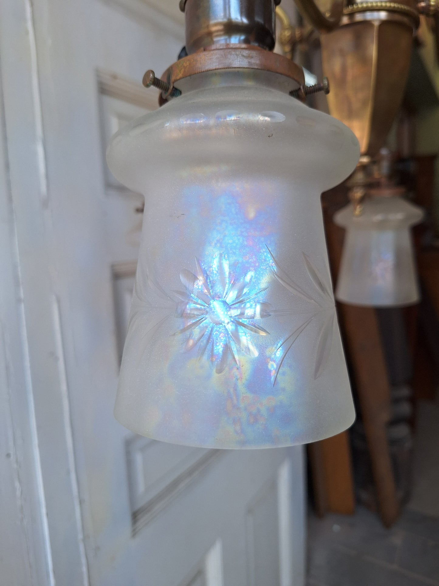 Early Electric Antique Chandelier, Victorian Era Brass Chandelier Light