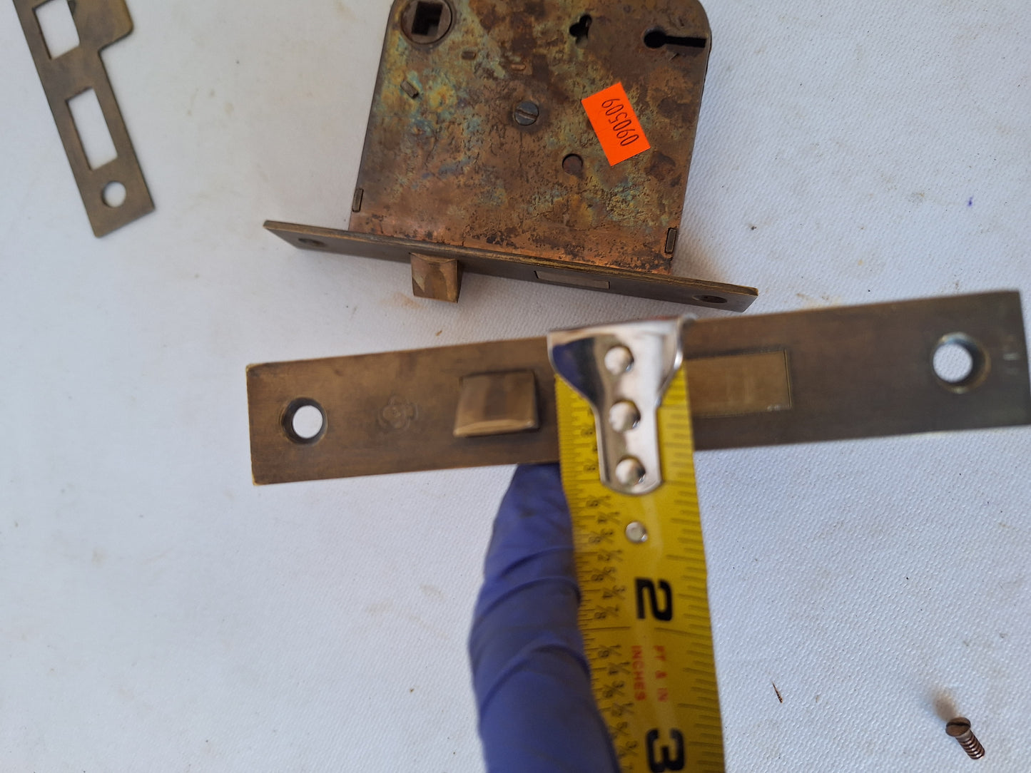 Two Antique Mortise Locks with Skeleton Key, Antique Keyed Door Lock, Antique Door Card with Working Key, Architecture Salvage 090509