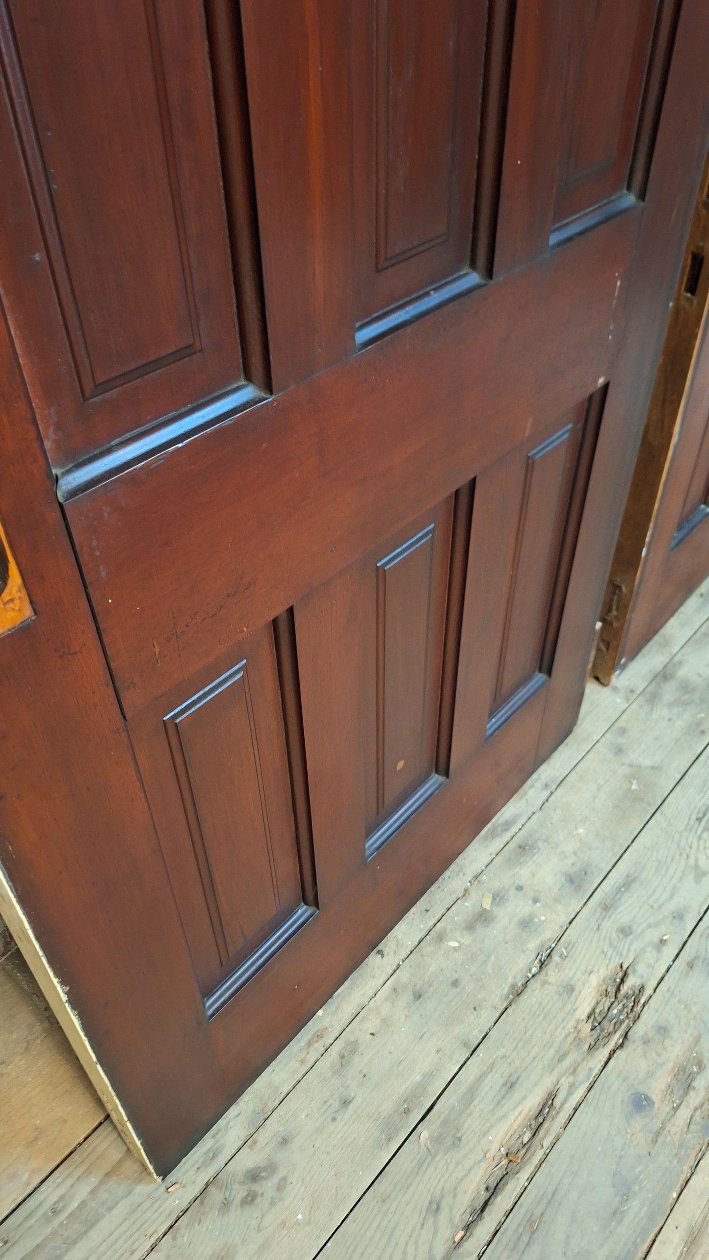 73" Wide by 101" Tall Antique Pair of Pocket Doors, Victorian Solid Wood Recessed Doors 100501