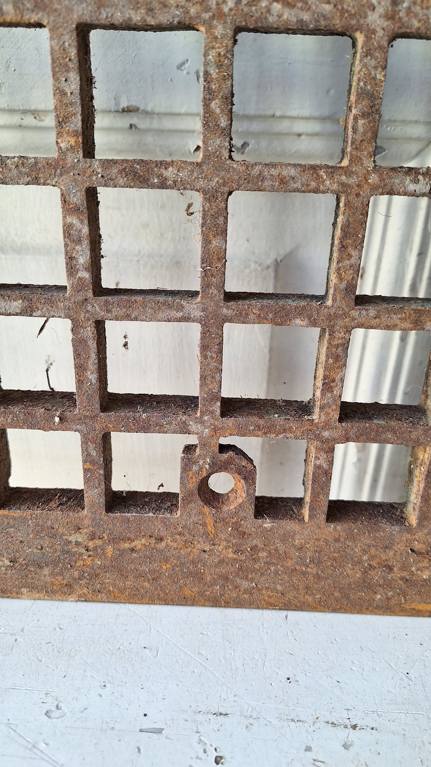 29 x 29 Antique Cast Iron Floor Grate, Vintage Metal Narrow Vent Cover