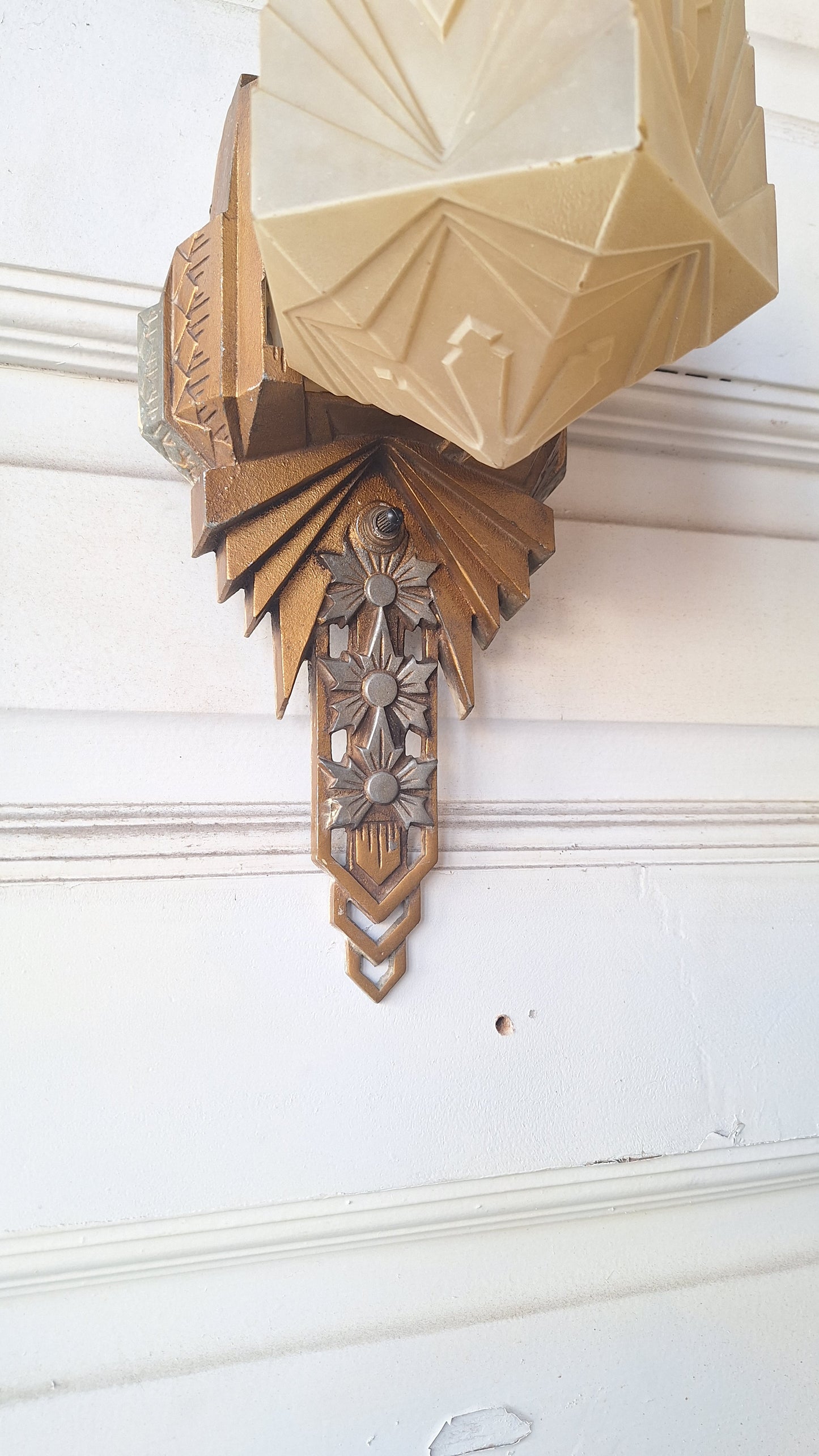 Pair of Art Deco Slip Shade Antique Sconces, Art Deco Wall Lights, Vintage Slipper Shade Sconces, Art Deco Sconce