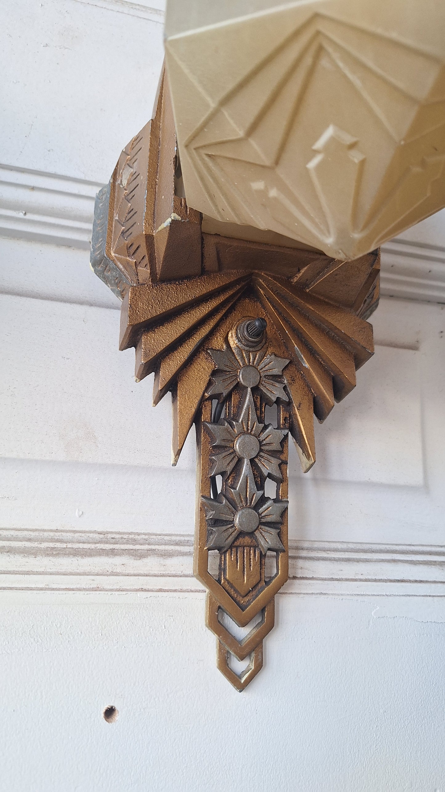Pair of Art Deco Slip Shade Antique Sconces, Art Deco Wall Lights, Vintage Slipper Shade Sconces, Art Deco Sconce