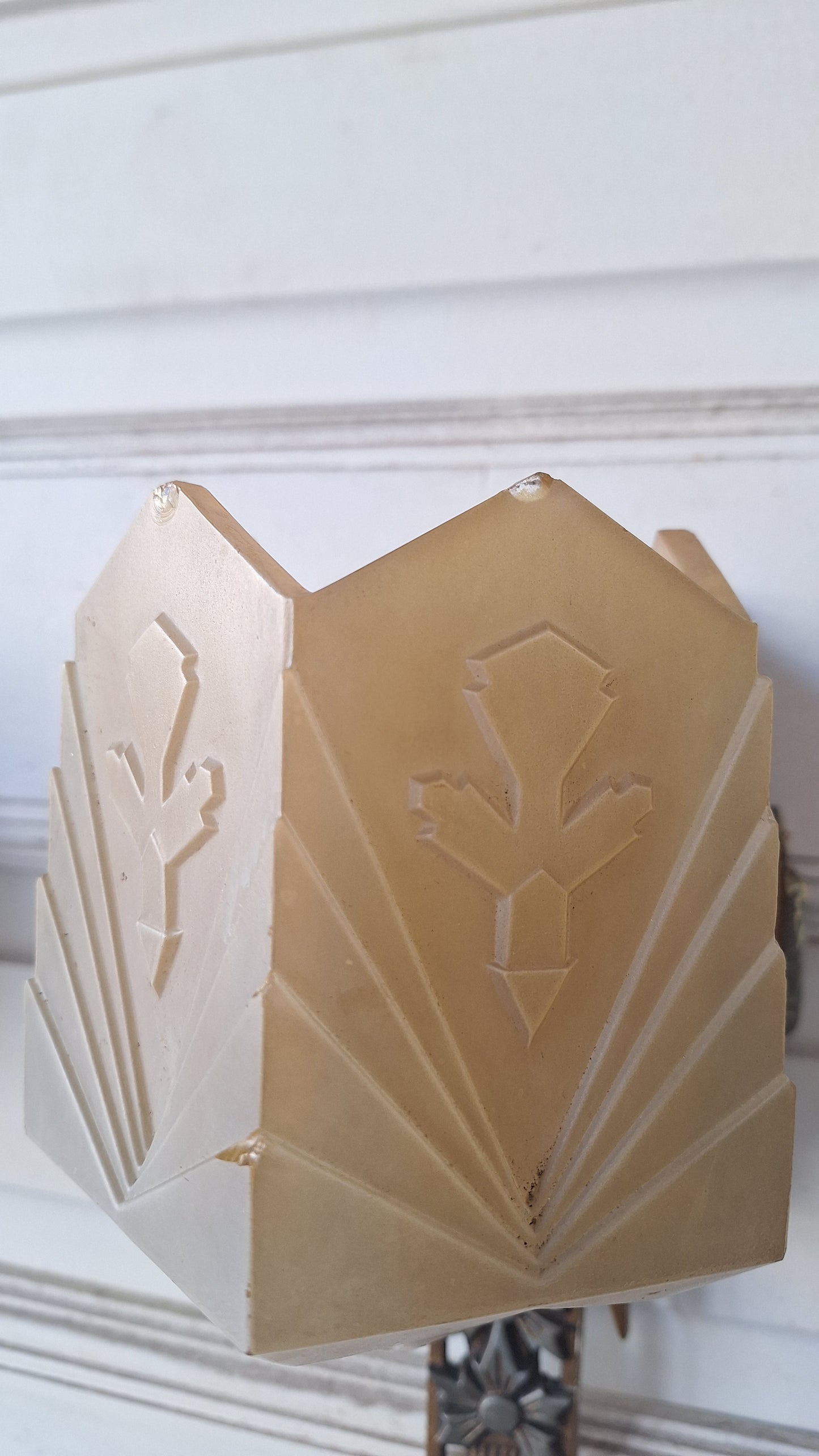Pair of Art Deco Slip Shade Antique Sconces, Art Deco Wall Lights, Vintage Slipper Shade Sconces, Art Deco Sconce