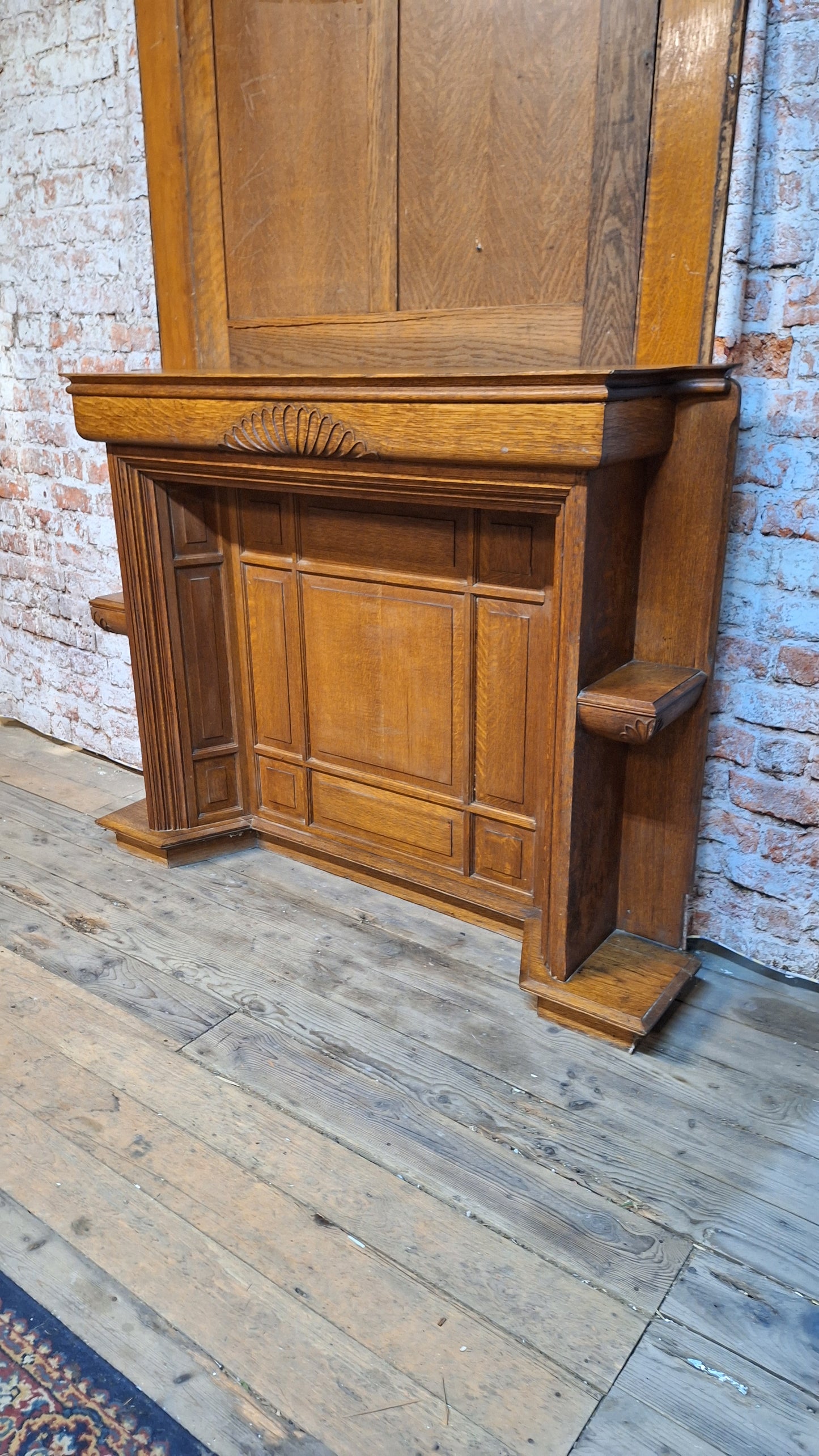 Antique Fireplace Half Mantel, Carved Wood Mantel, Mantle With Columns, Antique Wood Mantel, Fireplace Surround, Fancy Wood Fireplace 102905