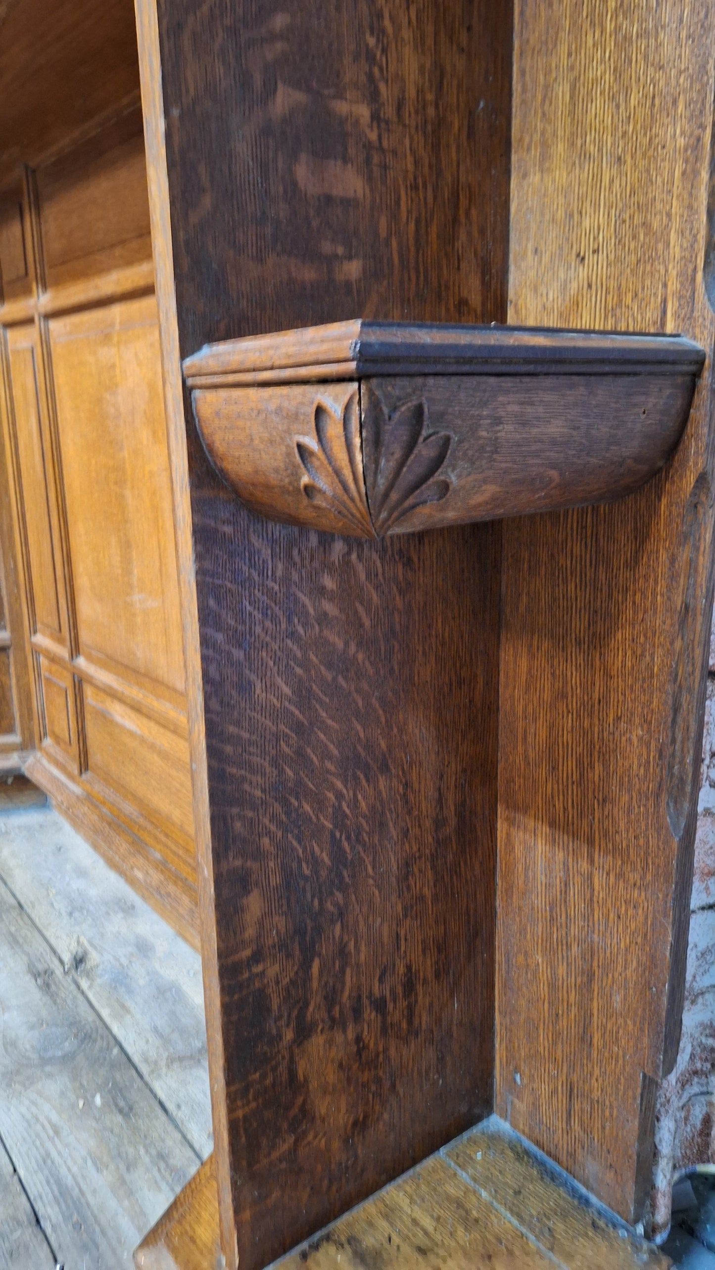 Antique Fireplace Half Mantel, Carved Wood Mantel, Mantle With Columns, Antique Wood Mantel, Fireplace Surround, Fancy Wood Fireplace 102905