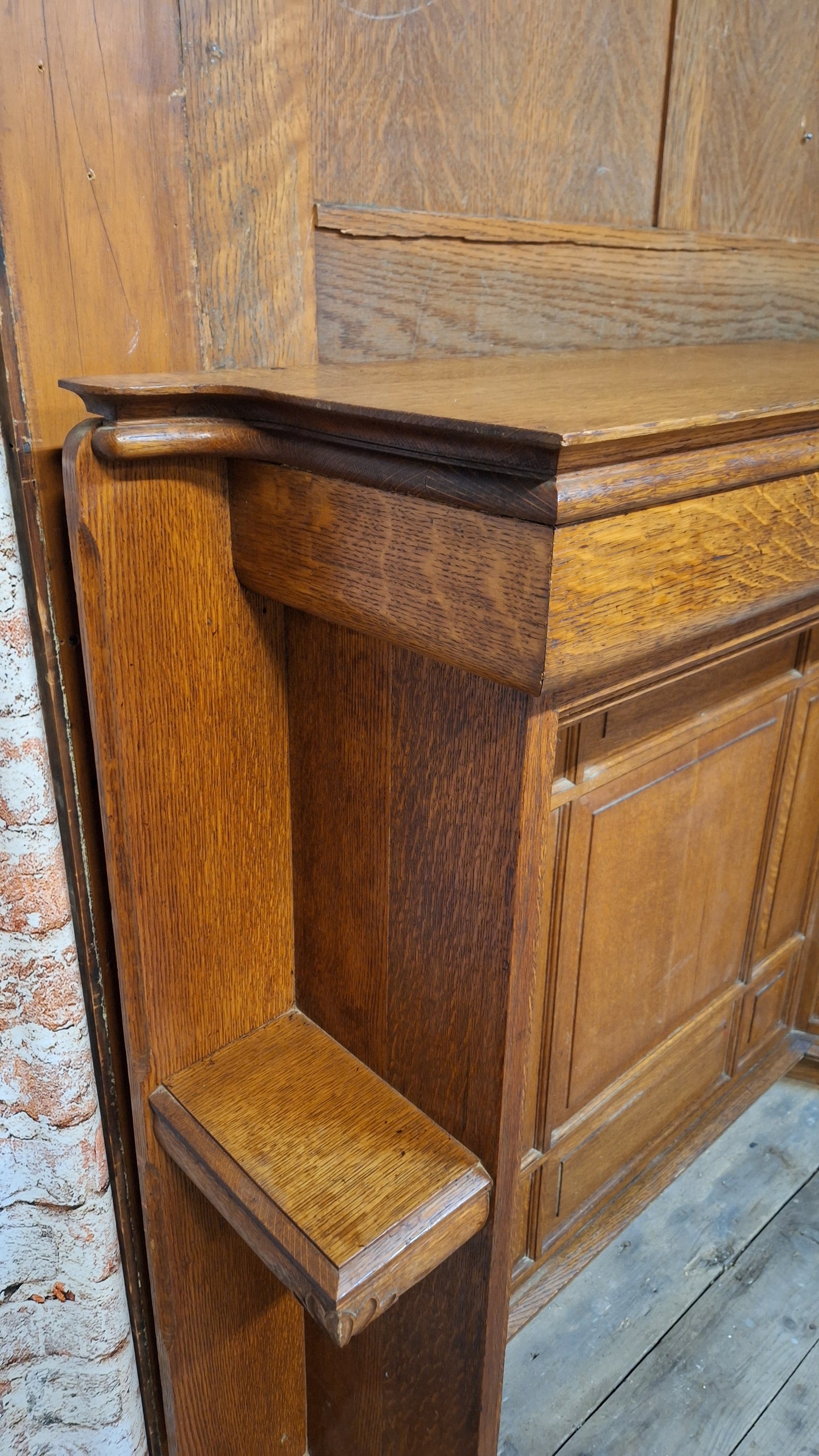 Antique Fireplace Half Mantel, Carved Wood Mantel, Mantle With Columns, Antique Wood Mantel, Fireplace Surround, Fancy Wood Fireplace 102905