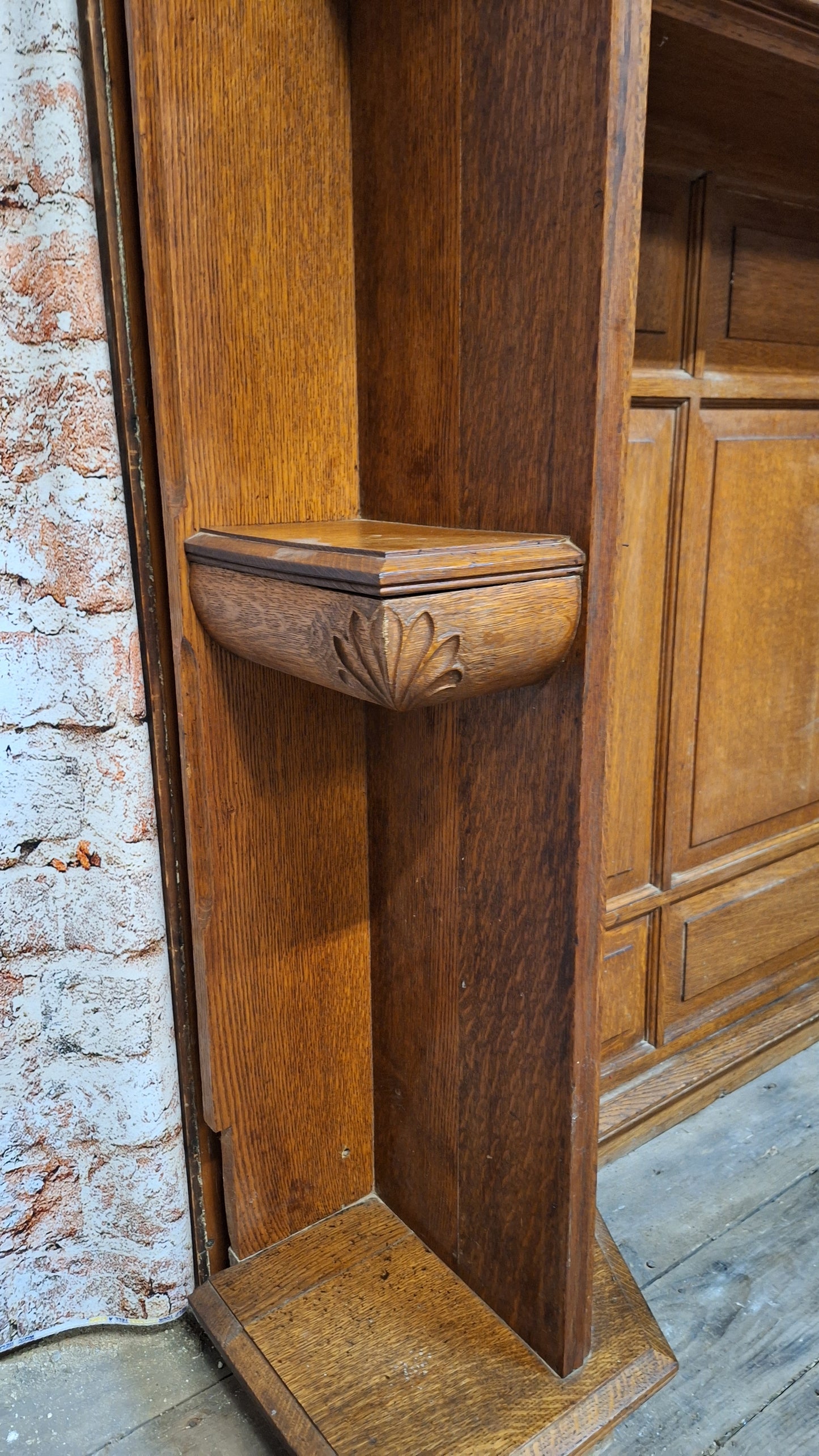 Antique Fireplace Half Mantel, Carved Wood Mantel, Mantle With Columns, Antique Wood Mantel, Fireplace Surround, Fancy Wood Fireplace 102905