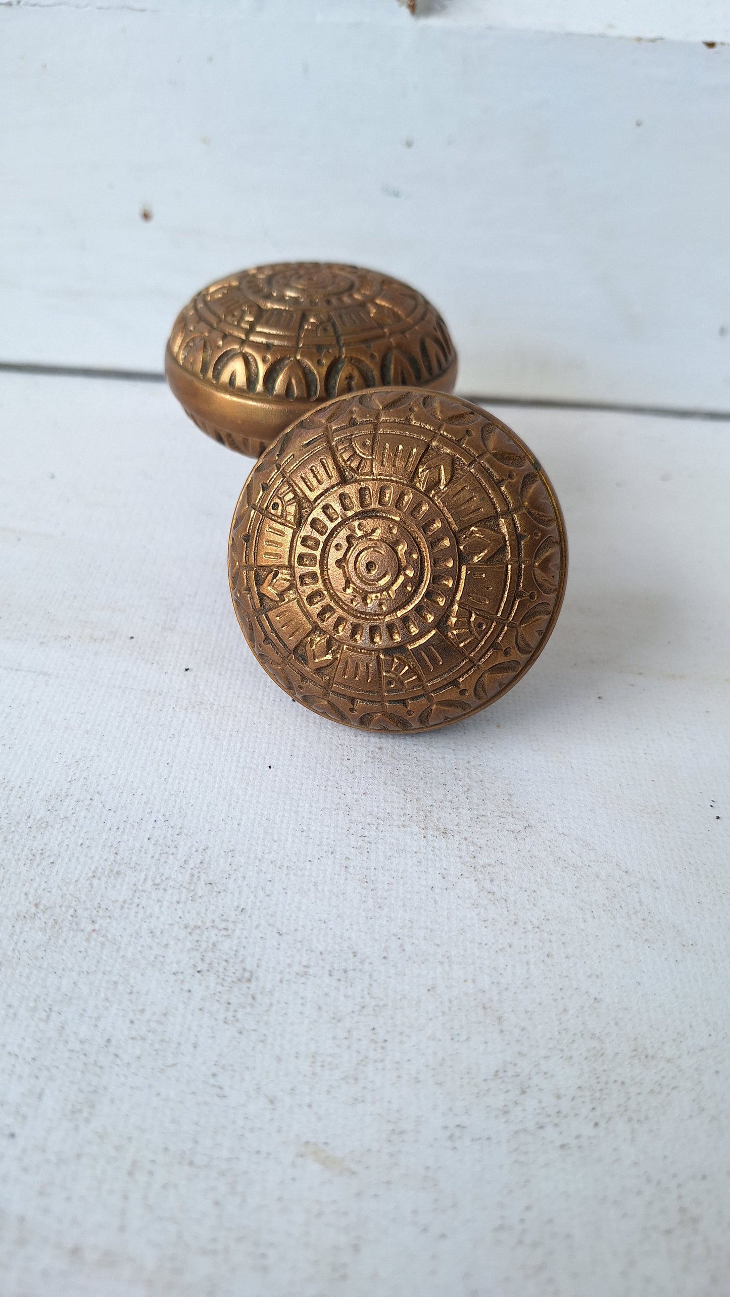 Eastlake Style Pair of Ornate Door Knobs, Fancy Flower Design Bronze Door Knob, Victorian Era Door Hardware, Architecture Salvage 111210
