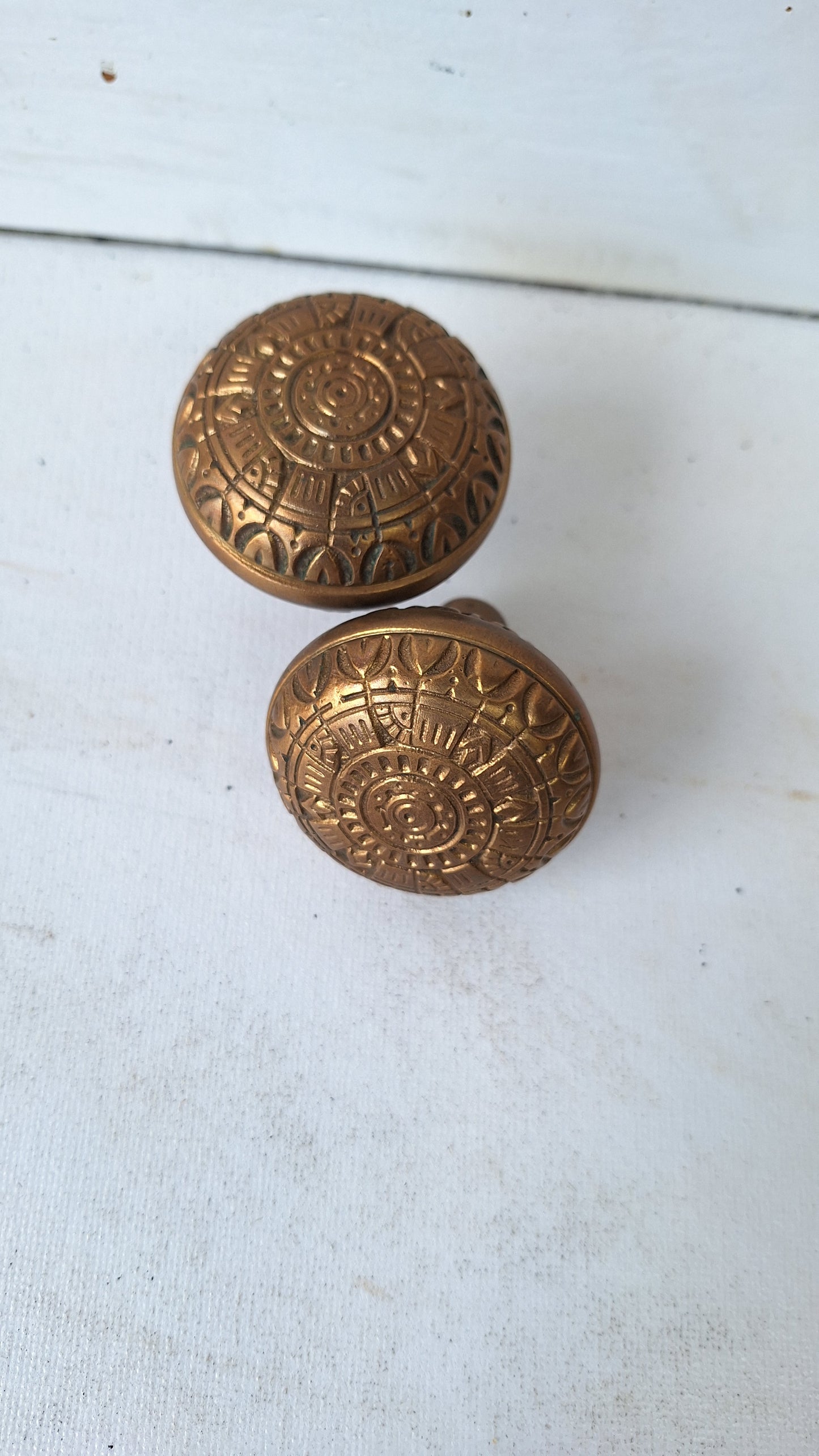 Eastlake Style Pair of Ornate Door Knobs, Fancy Flower Design Bronze Door Knob, Victorian Era Door Hardware, Architecture Salvage 111210
