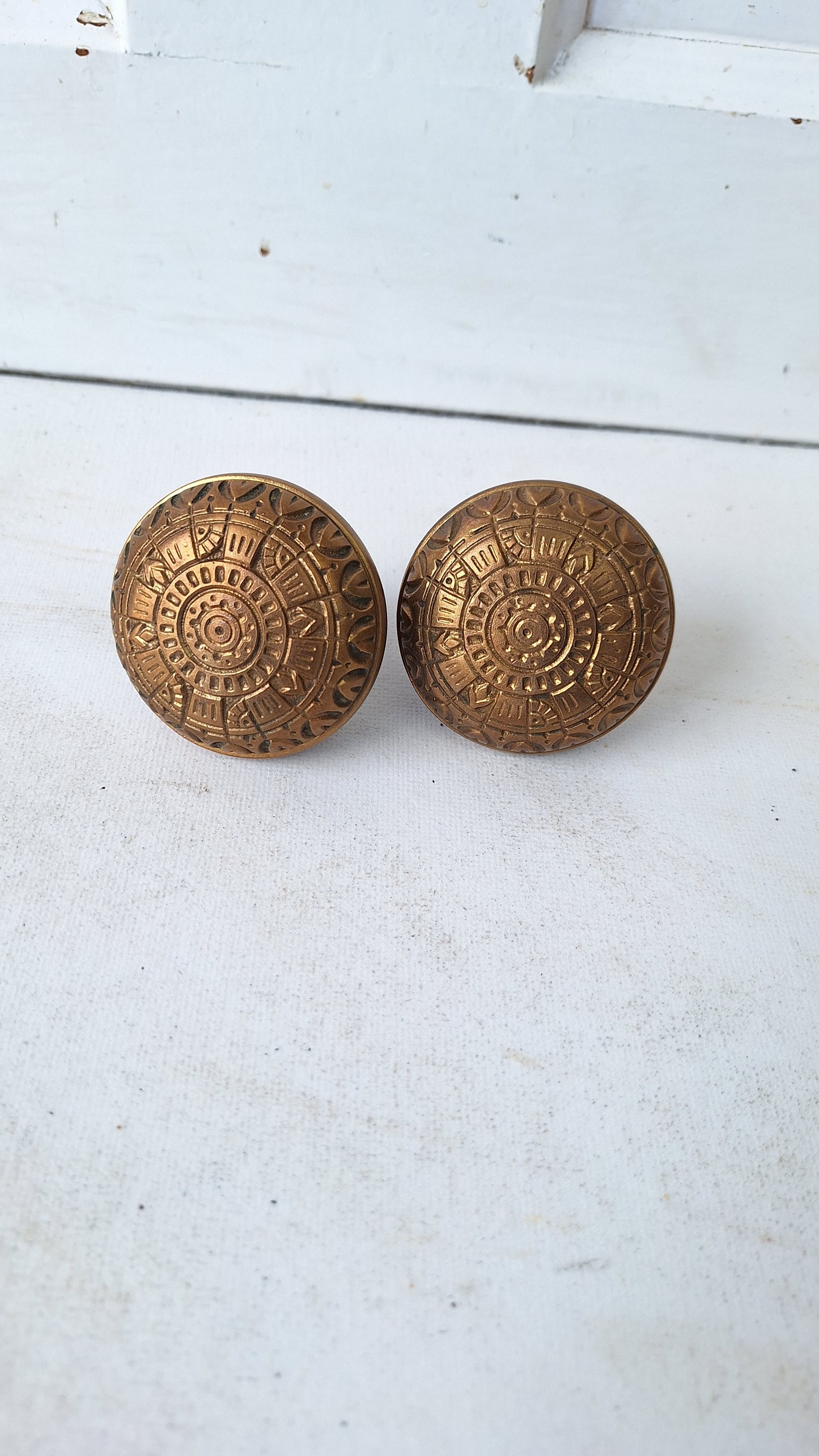 Eastlake Style Pair of Ornate Door Knobs, Fancy Flower Design Bronze Door Knob, Victorian Era Door Hardware, Architecture Salvage 111210