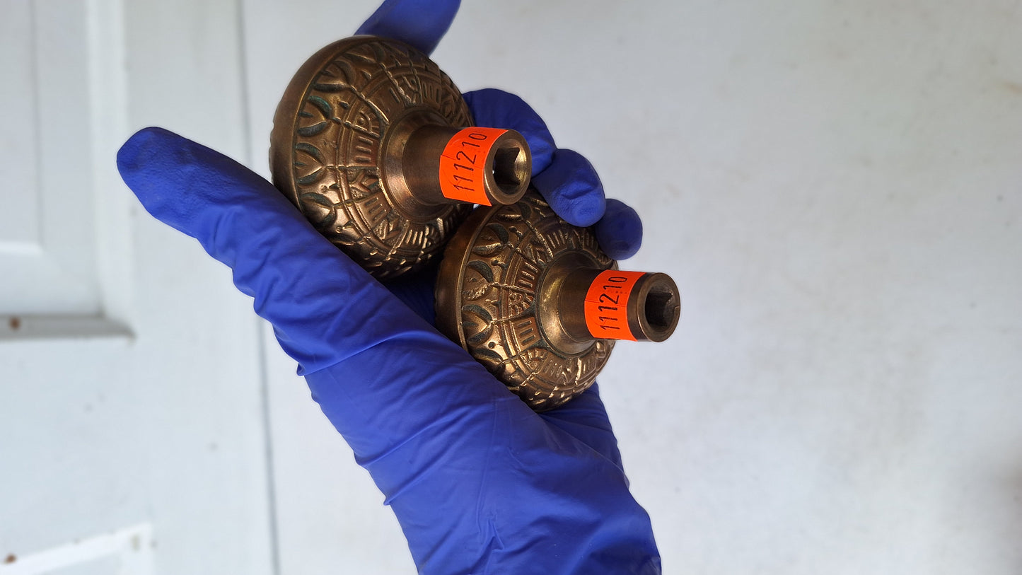 Eastlake Style Pair of Ornate Door Knobs, Fancy Flower Design Bronze Door Knob, Victorian Era Door Hardware, Architecture Salvage 111210