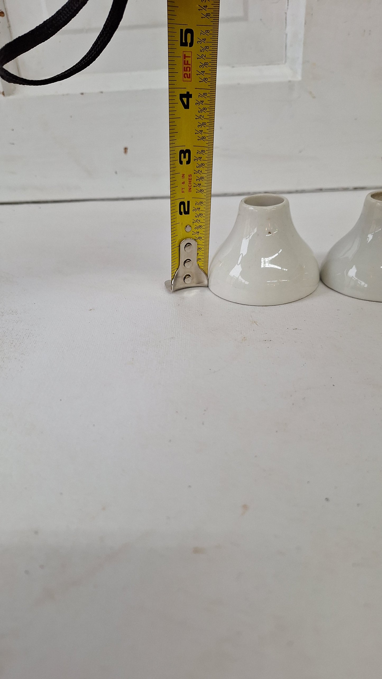 Antique Porcelain Plumbing Escutcheons, Vintage White Ceramic Pipe Escutcheons 111410