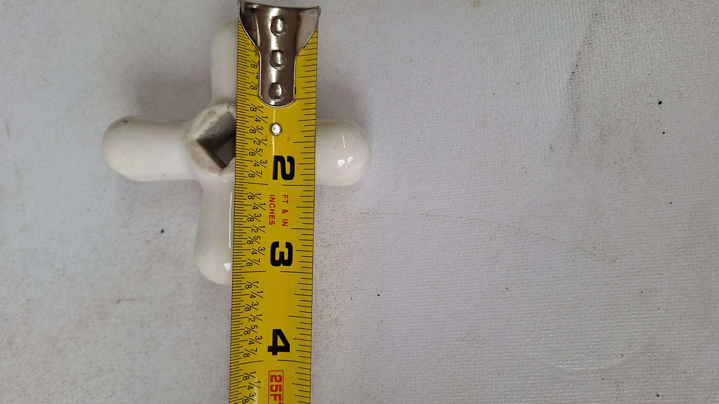 Cold Porcleain Cross Handle Antique Porcelain Sink or Bathroom Handle, Sink Faucet Handle, Porcelain White Cross Knobs 111601