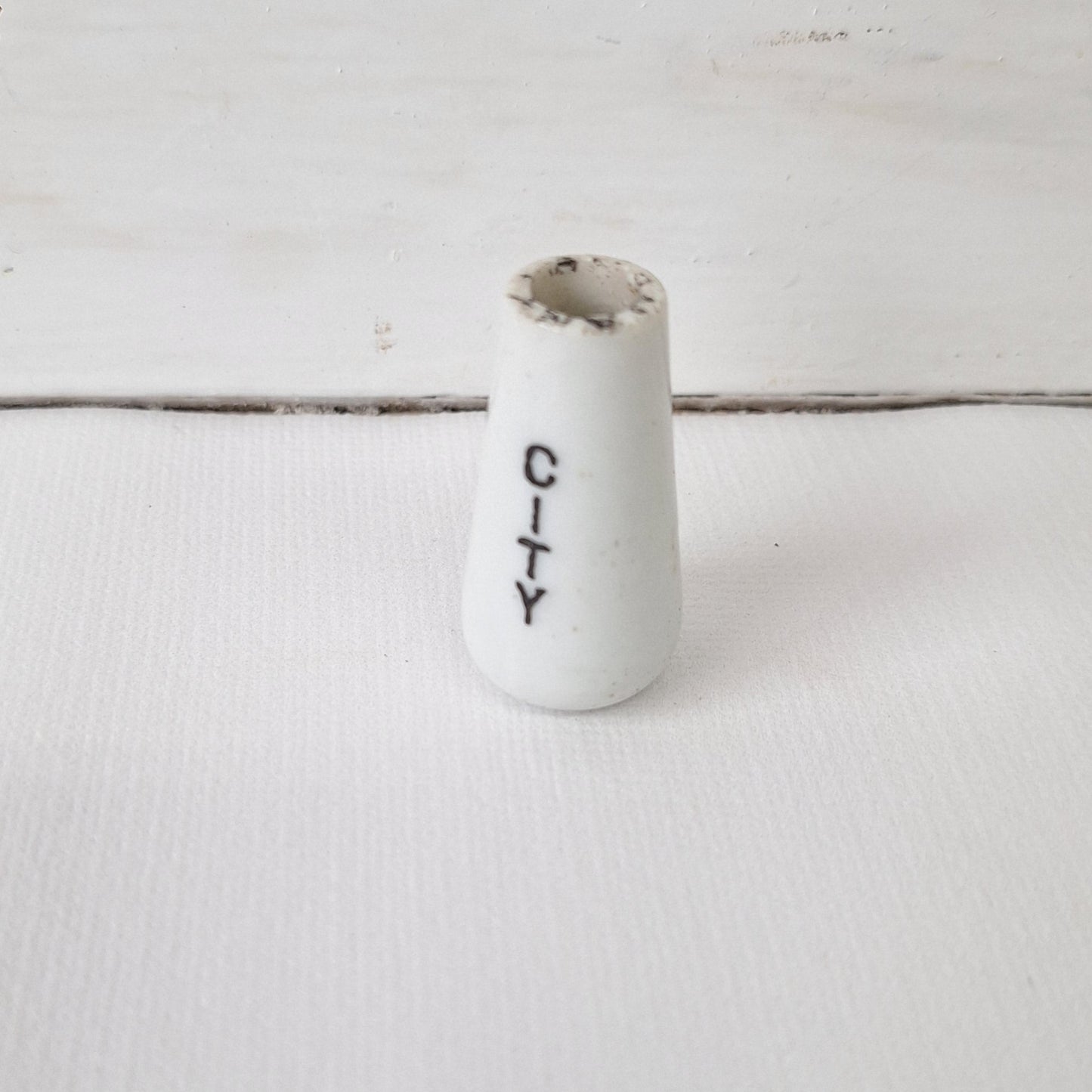 Antique City Water Faucet Knob, Vintage Porcelain City Sink Handle, Bathroom Sink Knob 111605