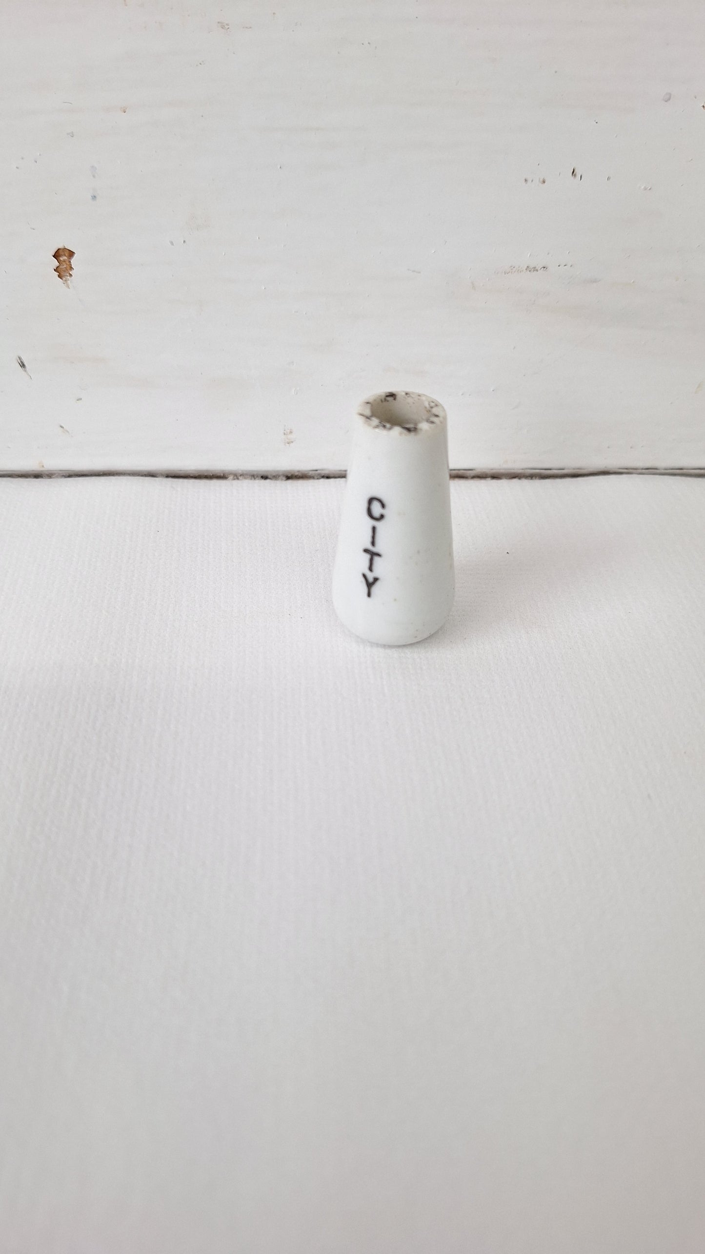 Antique City Water Faucet Knob, Vintage Porcelain City Sink Handle, Bathroom Sink Knob 111605