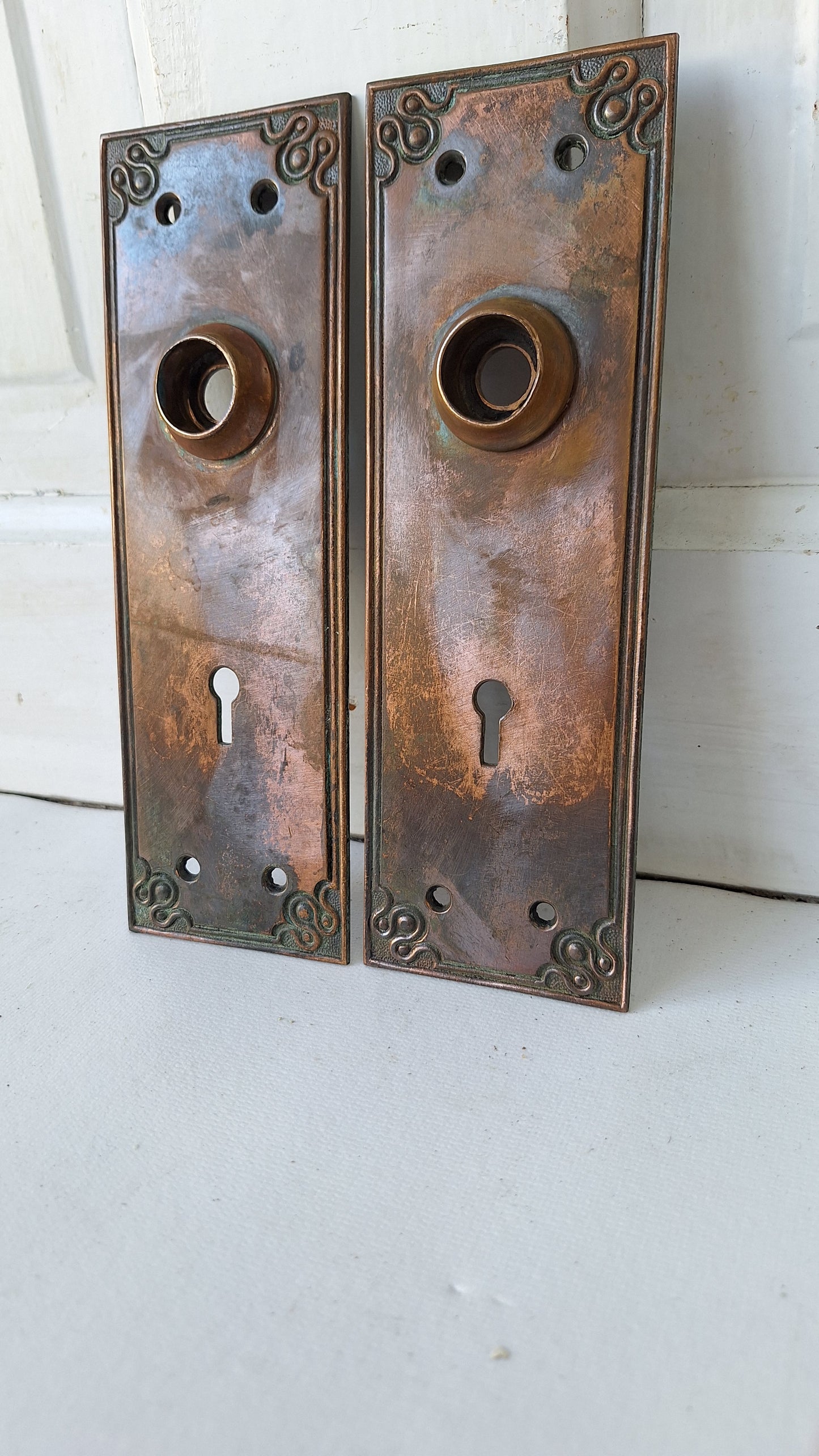 Fancy Door Plates, Salvaged Hardware, Ornate Escutcheons, Knob Back Plates 020402