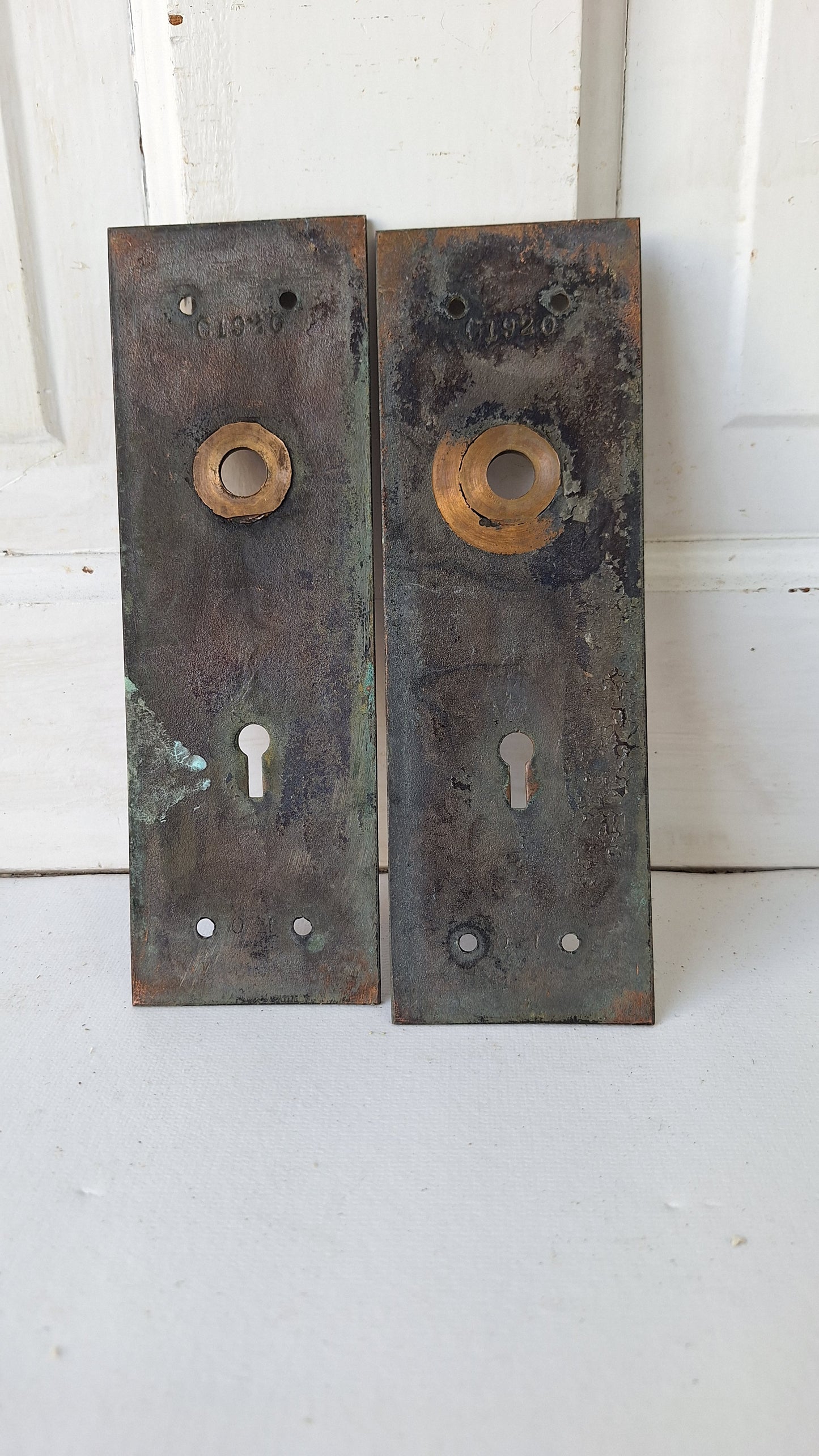 Fancy Door Plates, Salvaged Hardware, Ornate Escutcheons, Knob Back Plates 020402