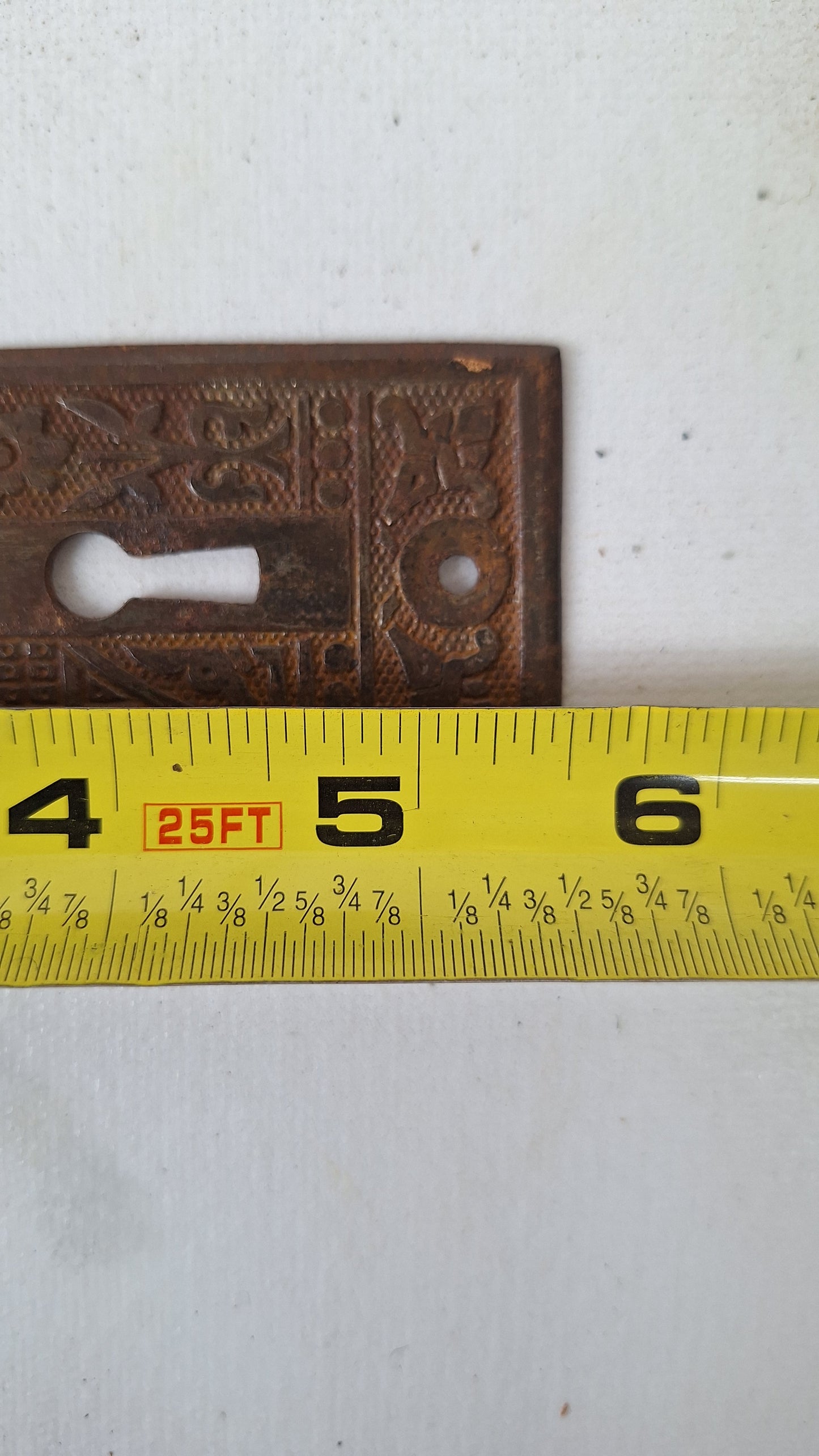 One Eastlake Ceylon Back Plate, Antique Escutcheon, Ornate Iron Door Hardware 021503