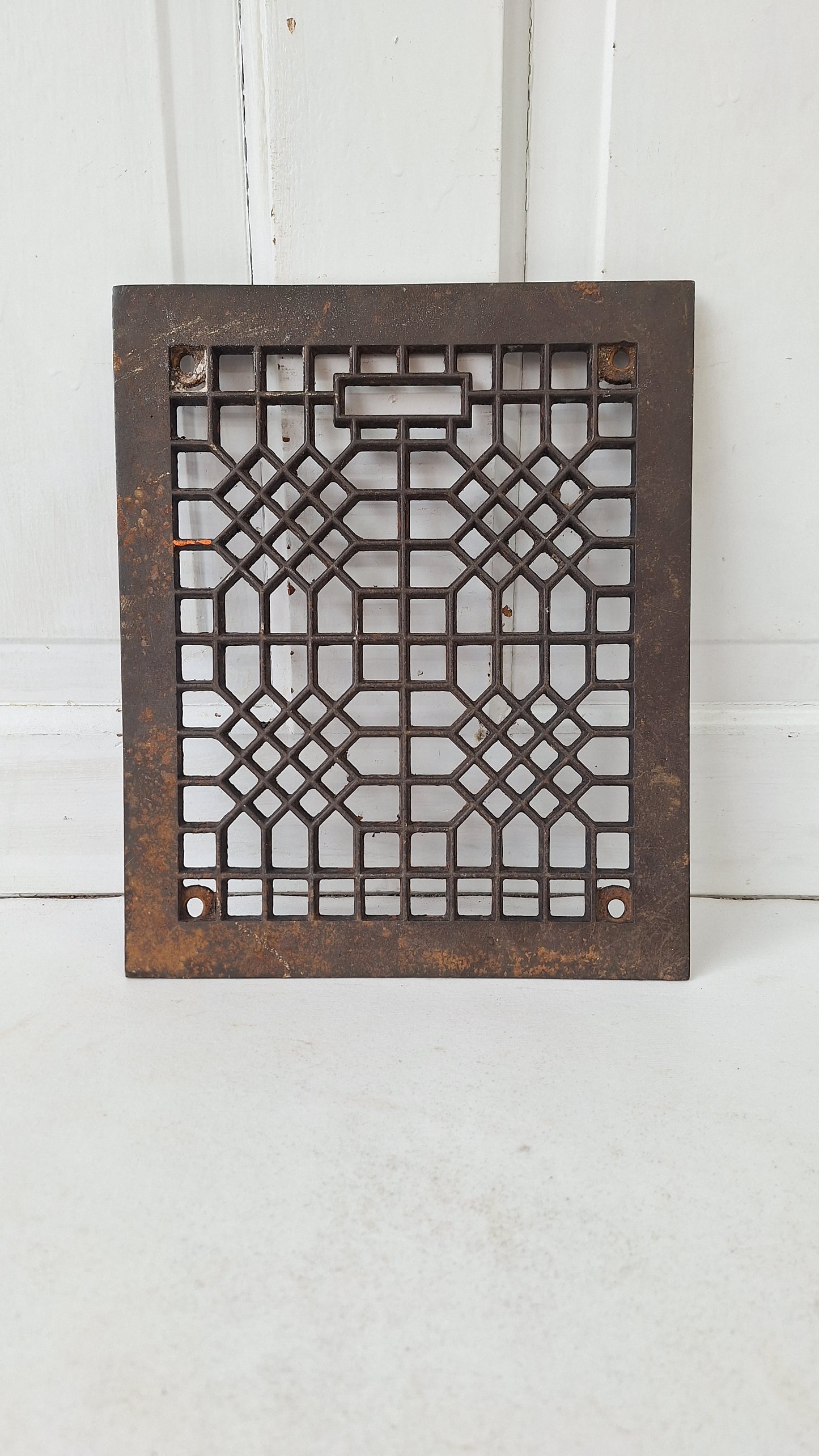 Cast Iron 10 x 12 Antique Ornate Pattern Vent Cover, Floor Register Cover #021504