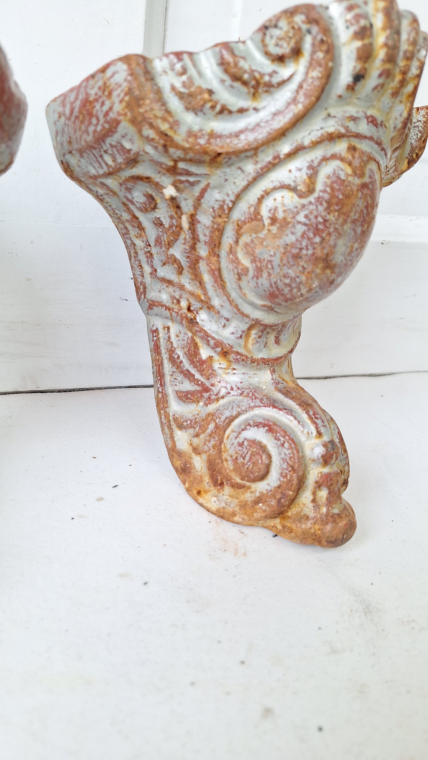 Antique Painted Cast Iron Tub Feet, Pair of Ball and Claw Tub Feet, Bathtub 022601