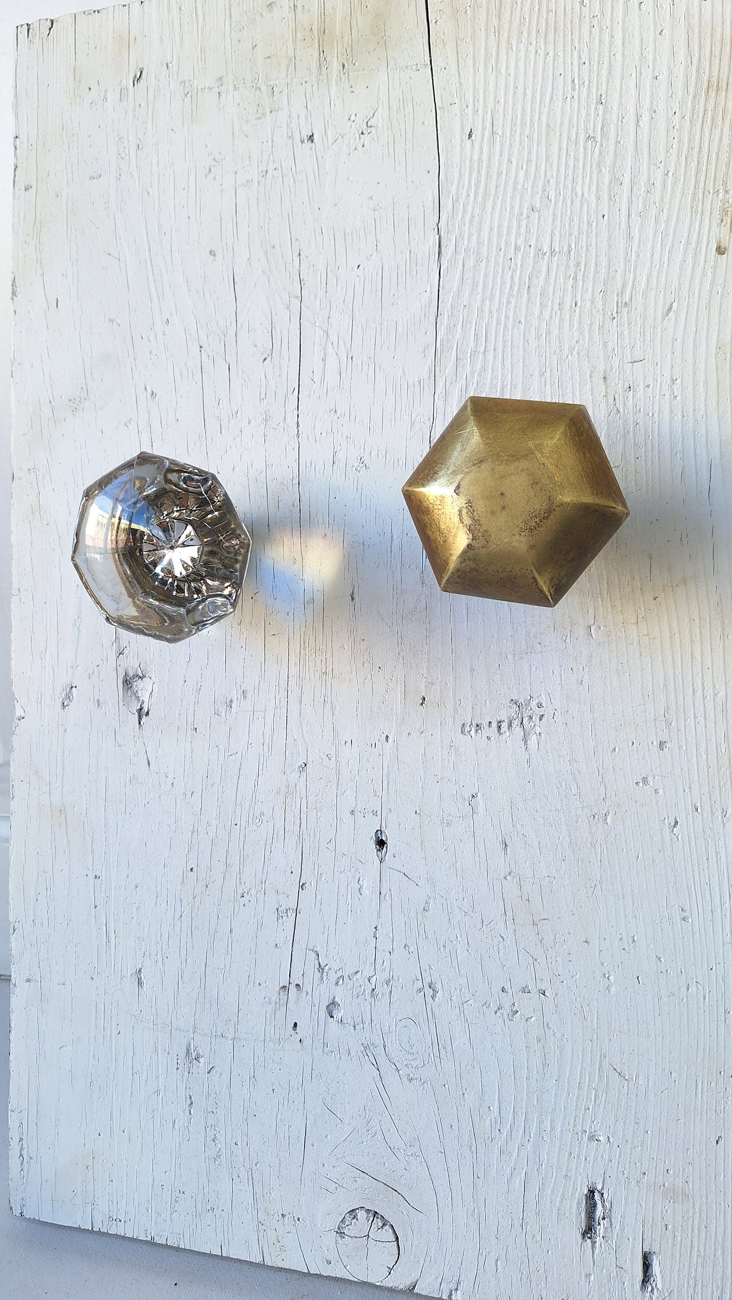 Antique Glass Knobs, Hexagon Knob, Octagonal Knobs, Art Deco Door Knob, Hexagonal Brass, Cut Glass Knobs, Vintage Glass Knobs 022704