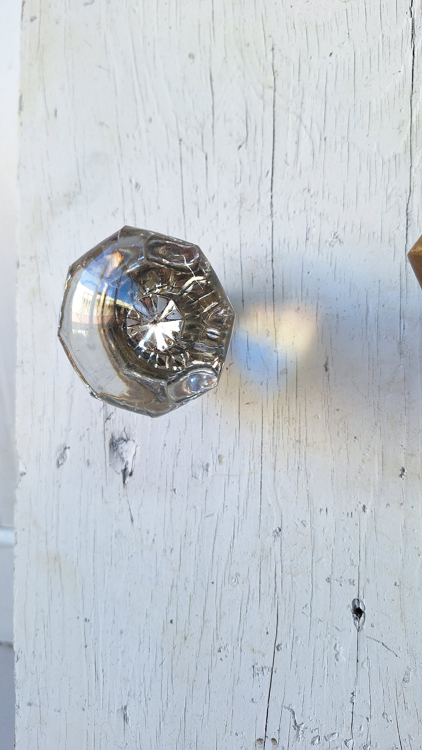 Antique Glass Knobs, Hexagon Knob, Octagonal Knobs, Art Deco Door Knob, Hexagonal Brass, Cut Glass Knobs, Vintage Glass Knobs 022704