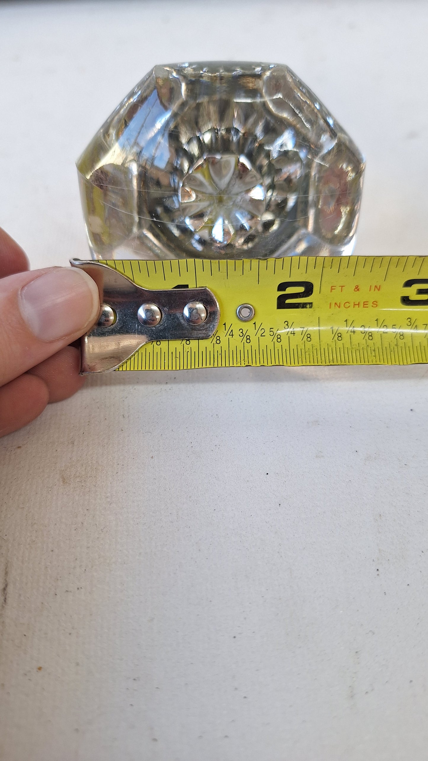 Antique Glass Knobs, Hexagon Knob, Octagonal Knobs, Art Deco Door Knob, Hexagonal Brass, Cut Glass Knobs, Vintage Glass Knobs 022704