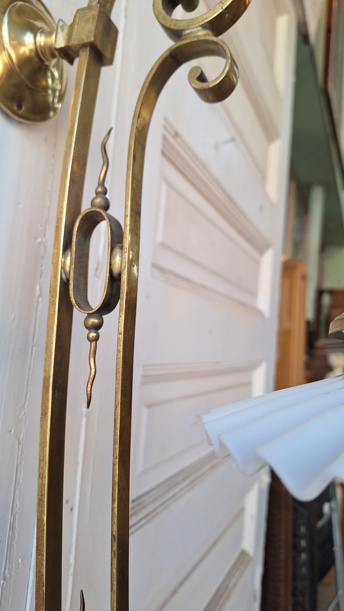 Large Bronze Sconce with Candle Sockets and Milk Glass Shade, Antique Large Wall Sconce, Architecture Salvage 031101