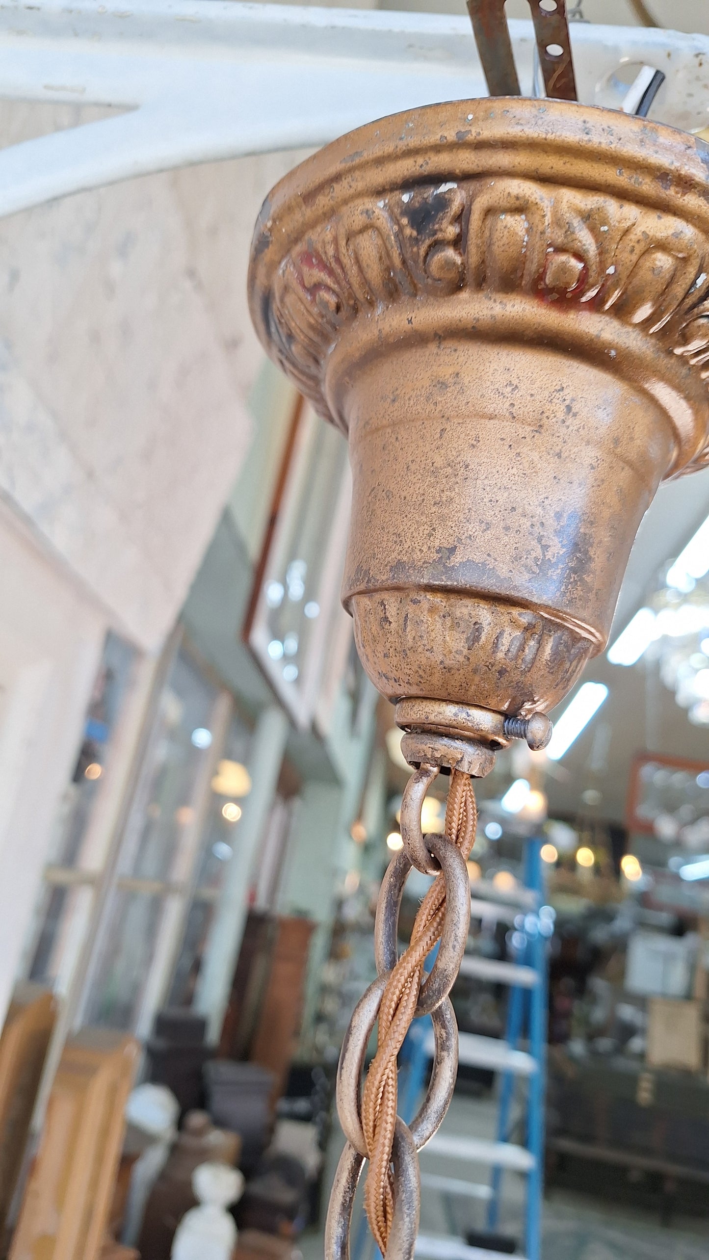 Art Deco Chandelier, Five Bulb Light, Antique Riddle Light, Antique Chandelier 031702