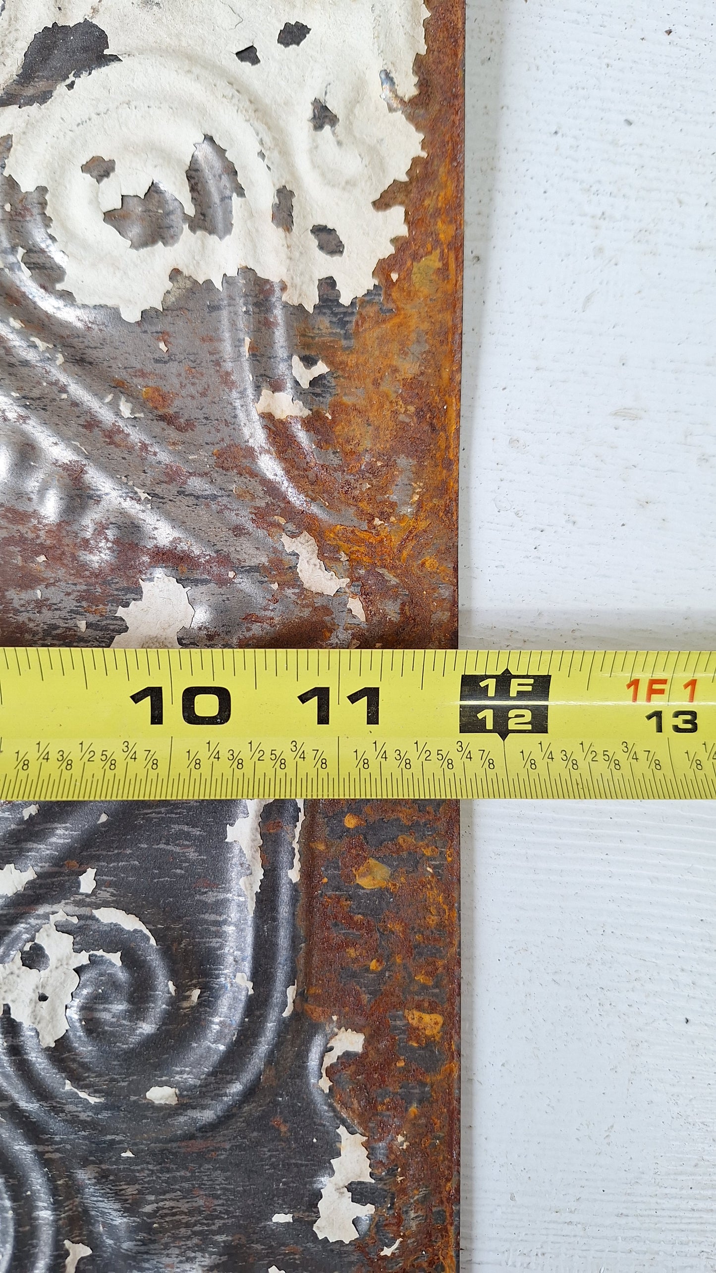 12" Tin Ceiling Tile, Small Vintage Metal Ceiling Tile, Stamped Metal Antique Tin 032509