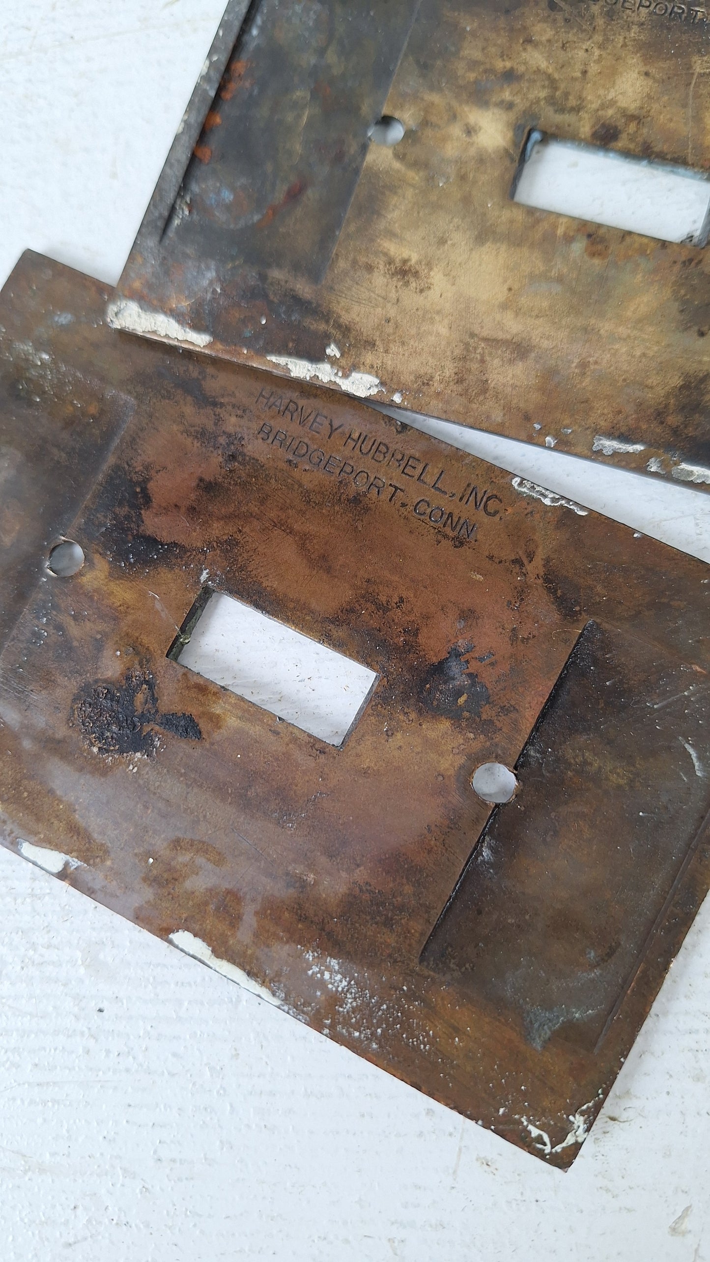 One Vintage Cast Brass Switch Plate Cover, Brass Light Switch Cover Plate, Harvey Hubbell 040107