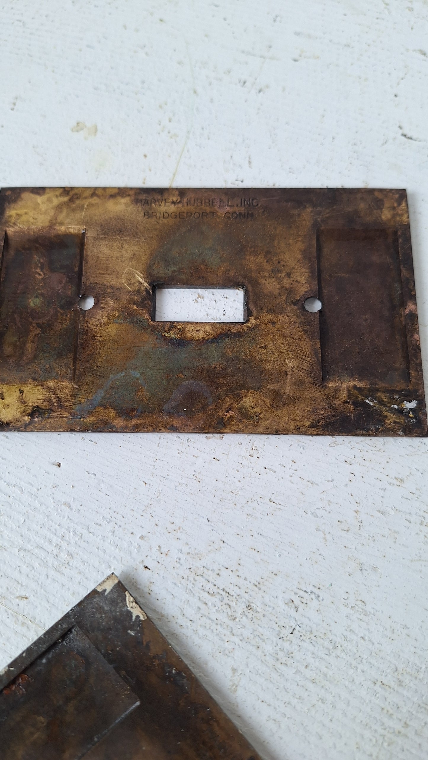 One Vintage Cast Brass Switch Plate Cover, Brass Light Switch Cover Plate, Harvey Hubbell 040107