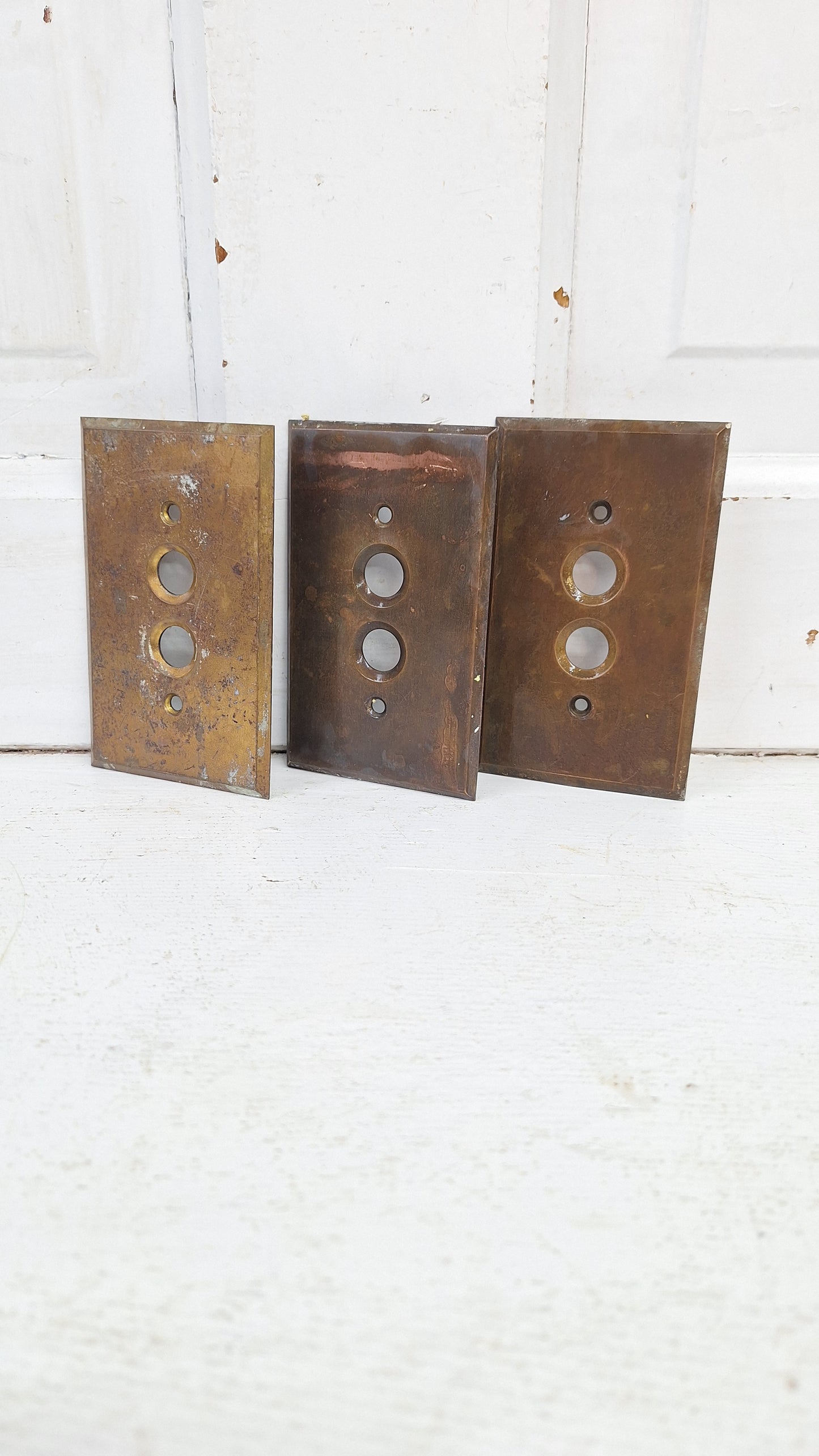 One Vintage Stamped Brass Push Button Switch Plate Cover, Brass Single Push Button Light Switch Cover Plate 040201