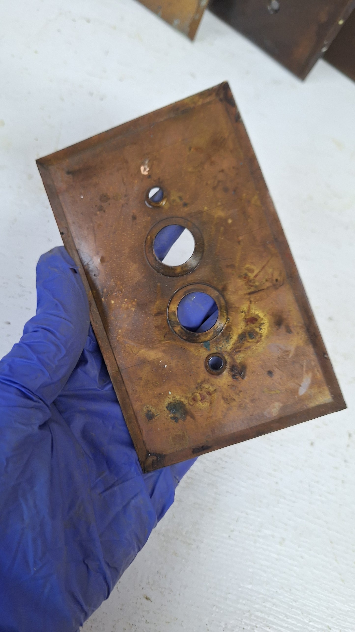 One Vintage Stamped Brass Push Button Switch Plate Cover, Brass Single Push Button Light Switch Cover Plate 040201