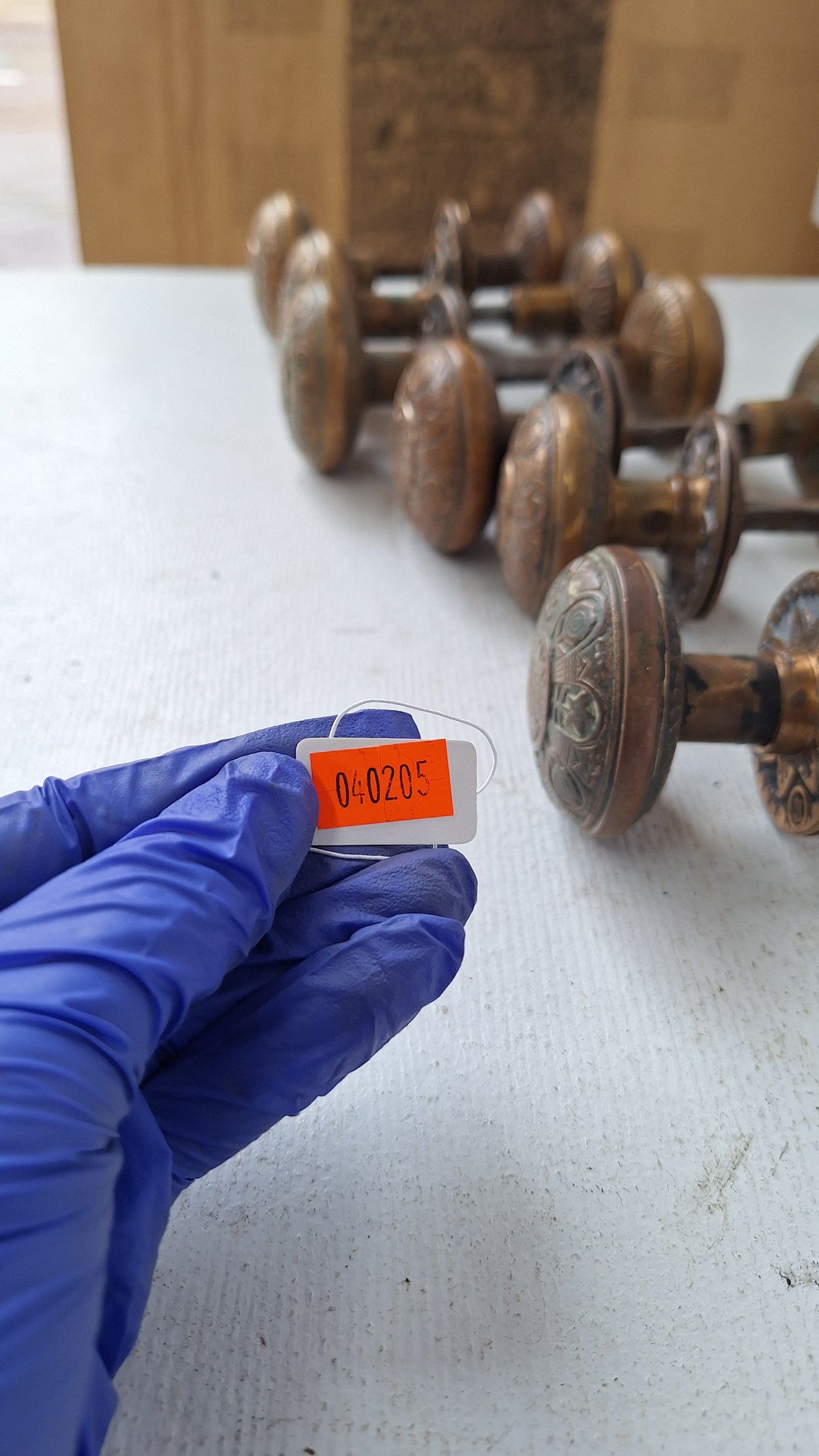 Pair of Bronze Sunflower Door Knobs with Rosettes, Fancy Flower Design Bronze Door Knobs & Backplates, Victorian Era Knobs Collars 040205