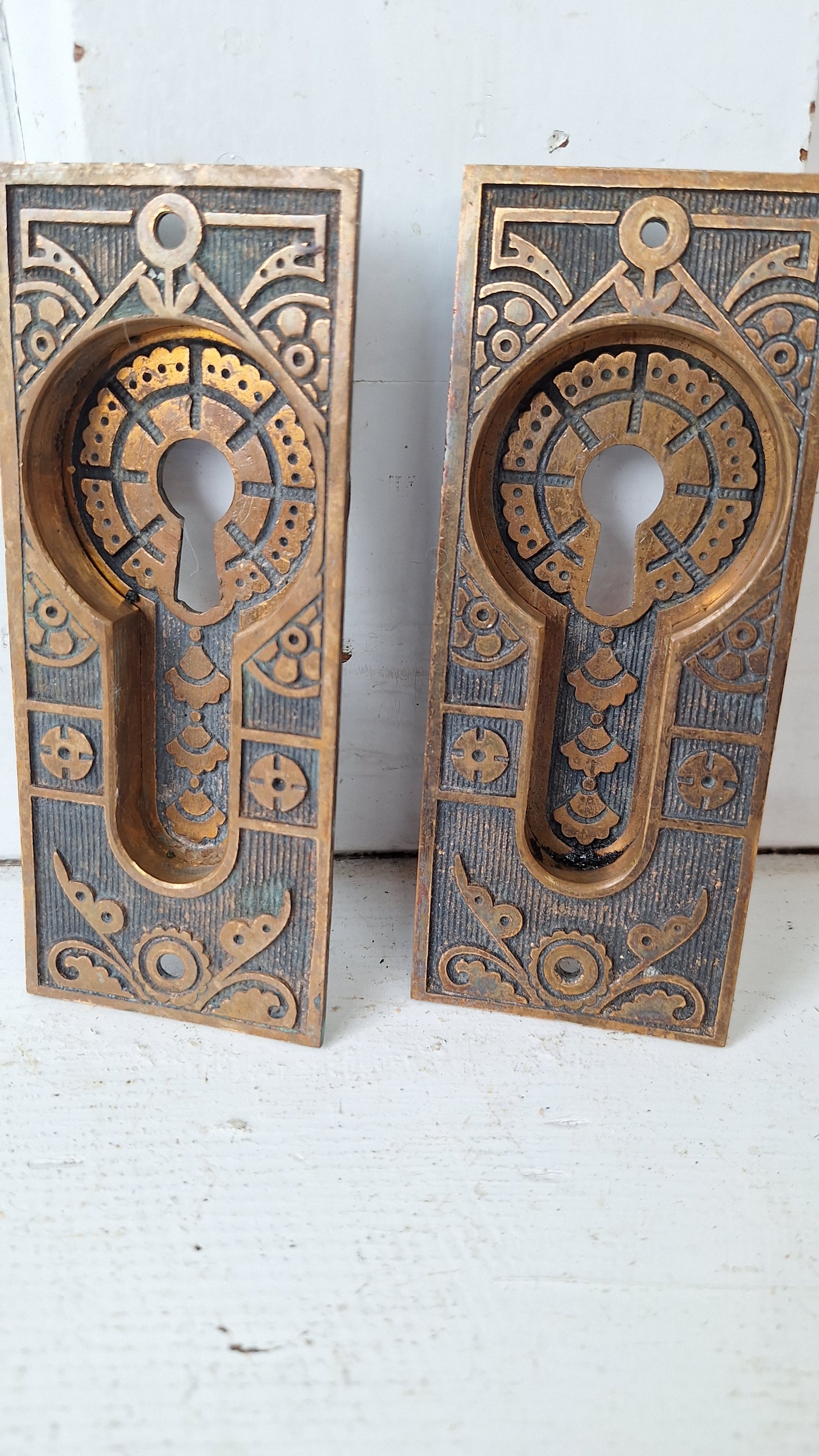 Bronze Eastlake Pocket Door Pulls, Pair of Sliding Door Handles, Sliding Door Pulls, Rolling Door Handles, Recessed Pulls 040207
