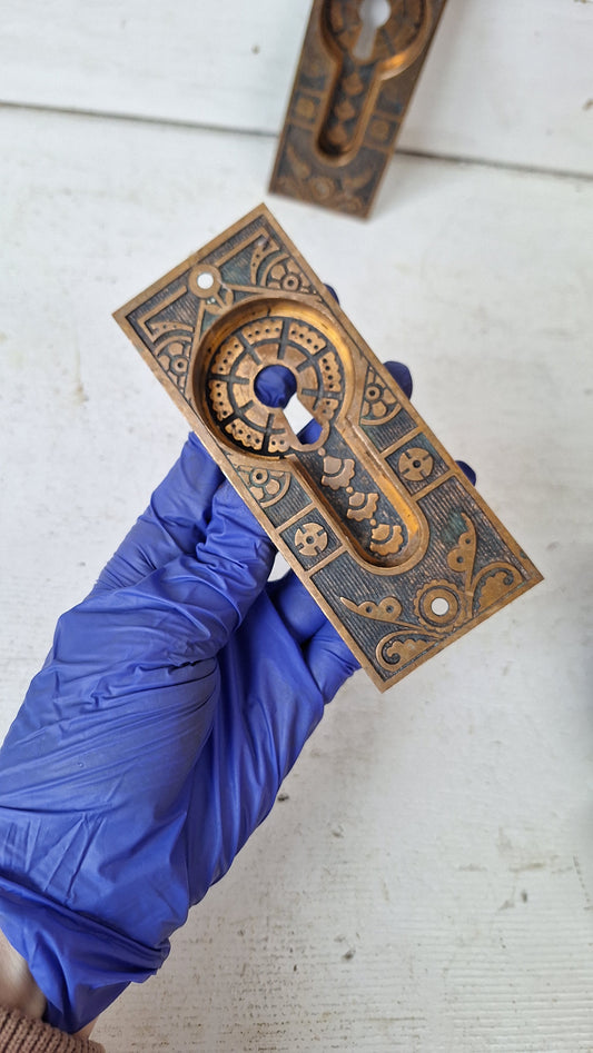 Bronze Eastlake Pocket Door Pulls, Pair of Sliding Door Handles, Sliding Door Pulls, Rolling Door Handles, Recessed Pulls 040207