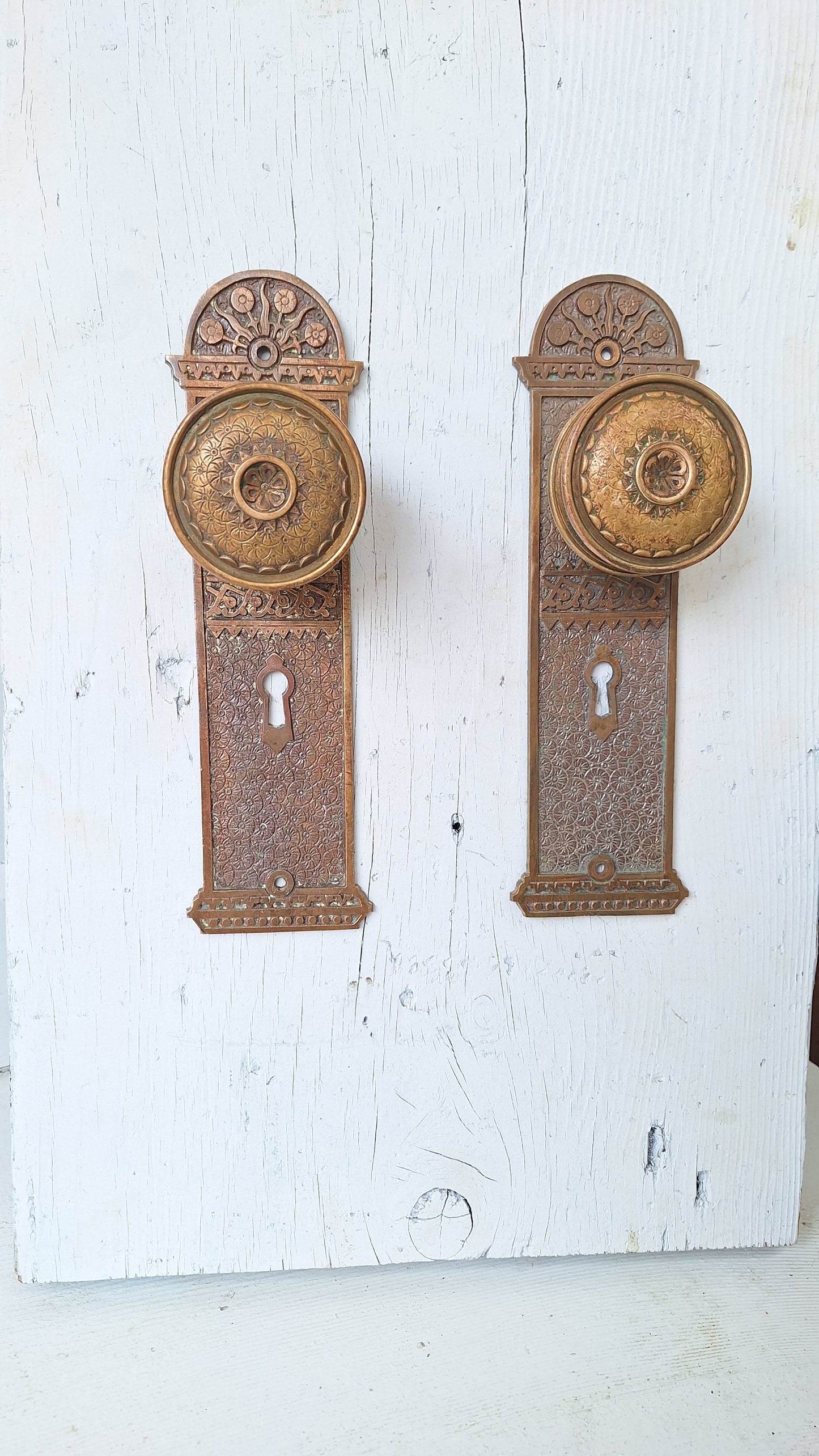 Ornate 'Brocade" Set Victorian Door Hardware by Corbin, Door Plates Ornate Hardware 040211