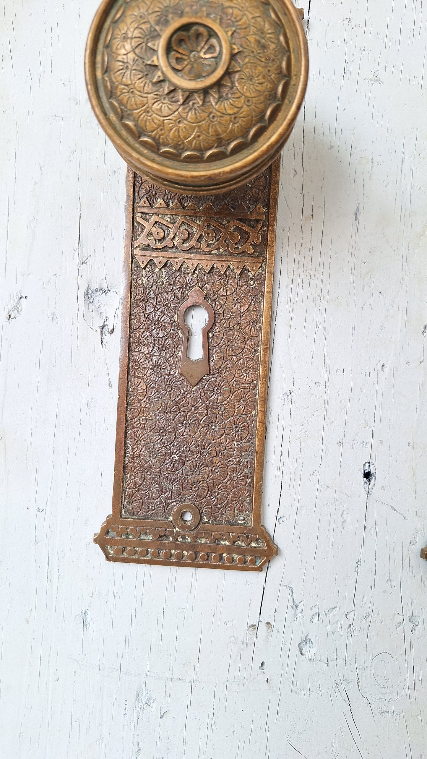 Ornate 'Brocade" Set Victorian Door Hardware by Corbin, Door Plates Ornate Hardware 040211