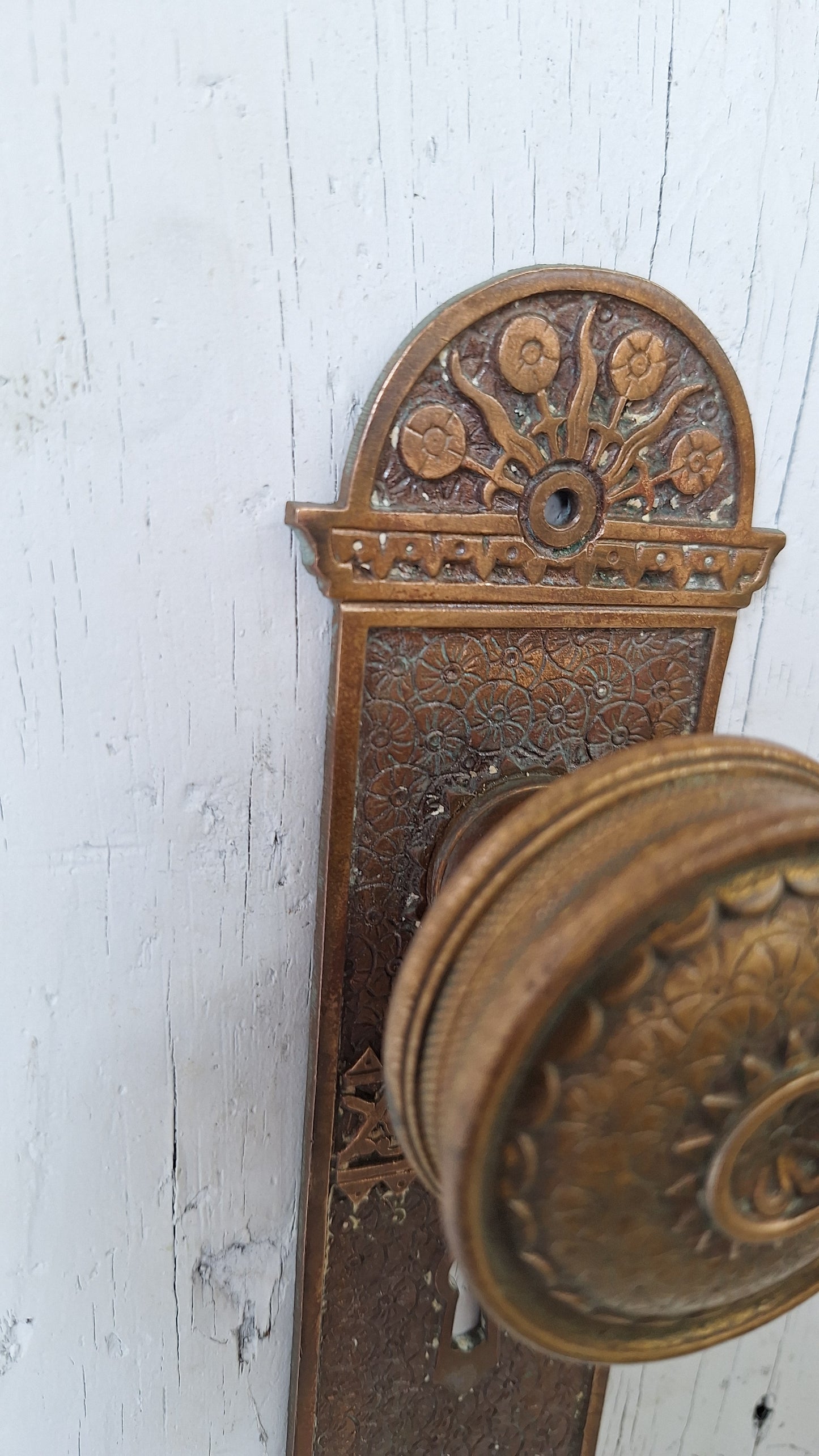 Ornate 'Brocade" Set Victorian Door Hardware by Corbin, Door Plates Ornate Hardware 040211