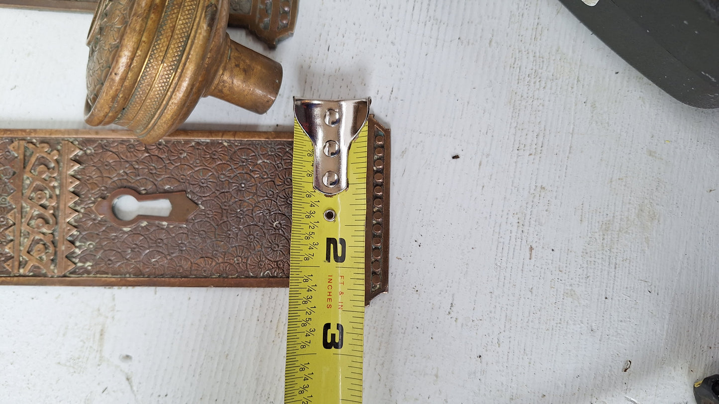 Ornate 'Brocade" Set Victorian Door Hardware by Corbin, Door Plates Ornate Hardware 040211