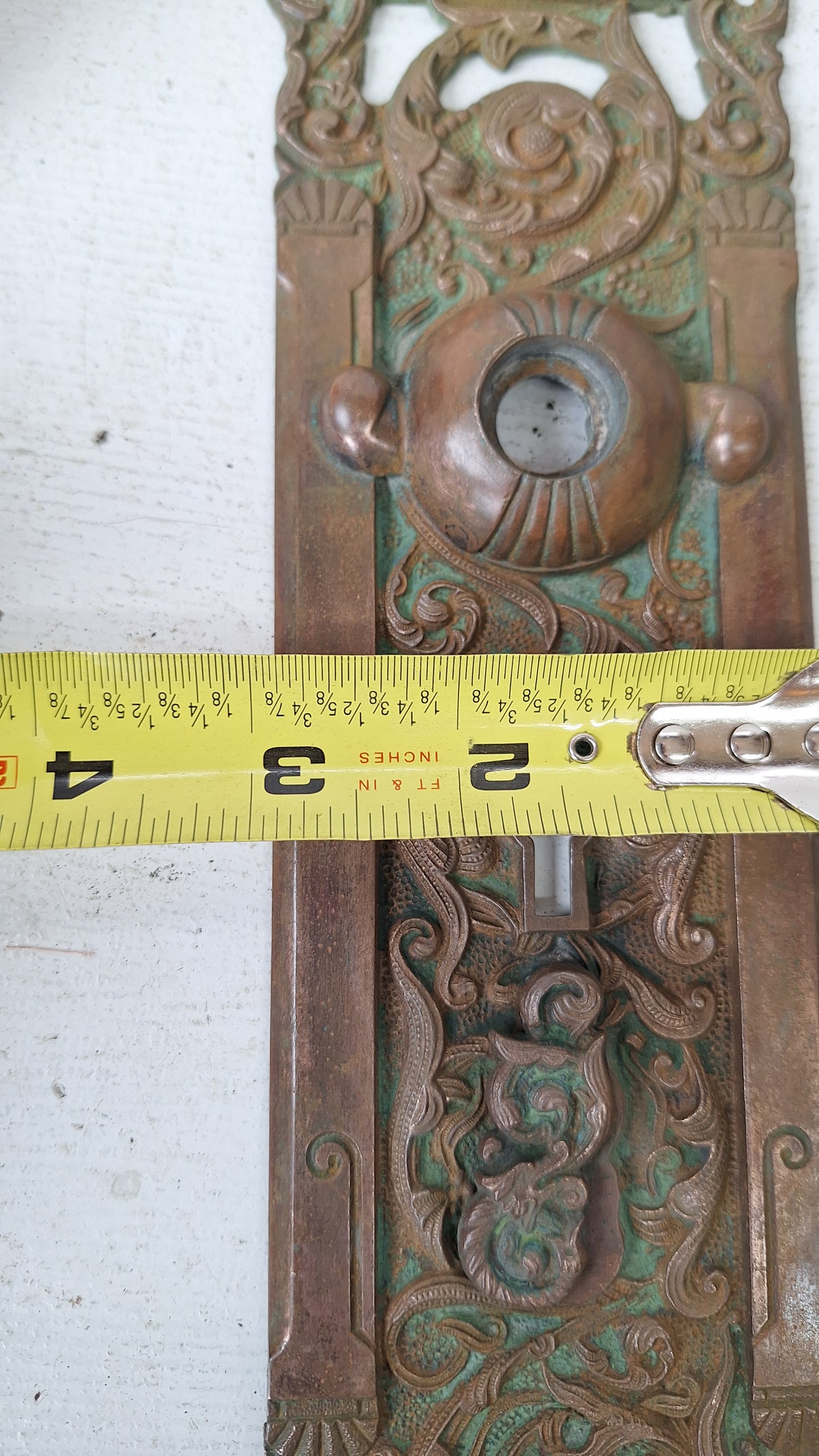 Antique Columbian Hardware Set, Reading Hardware Bronze Door Knob with Mythical Beast, Large Columbian Entry Door Set 040303