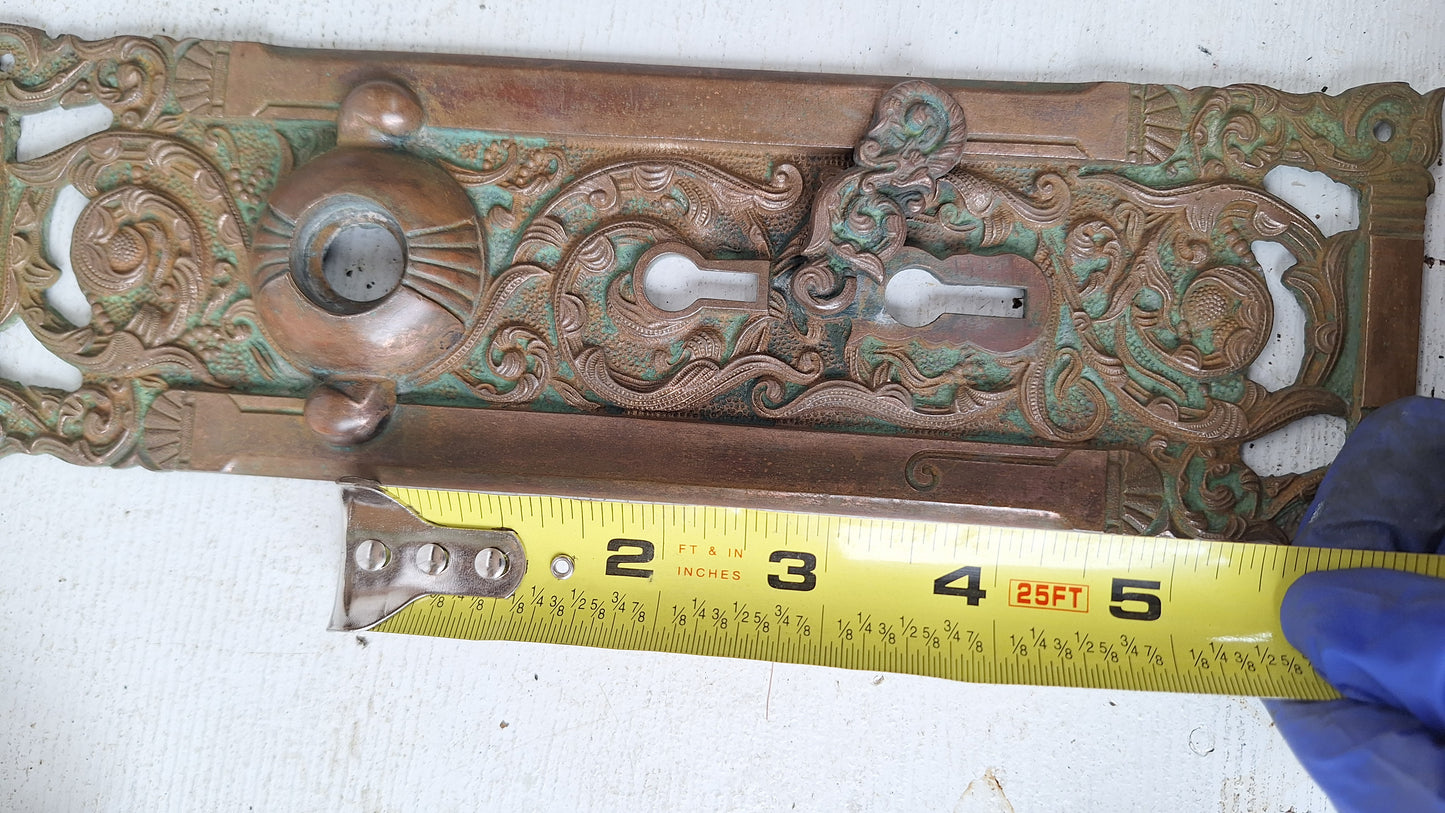 Antique Columbian Hardware Set, Reading Hardware Bronze Door Knob with Mythical Beast, Large Columbian Entry Door Set 040303