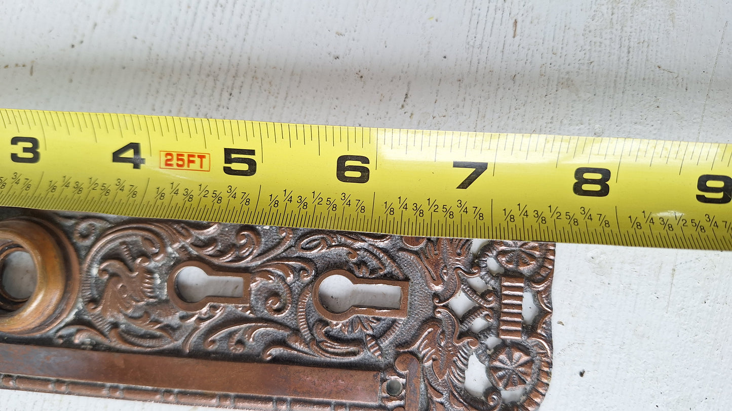 Antique Columbian Hardware Set, Reading Hardware Bronze Door Knob with Mythical Beast, Large Columbian Entry Door Set 040303
