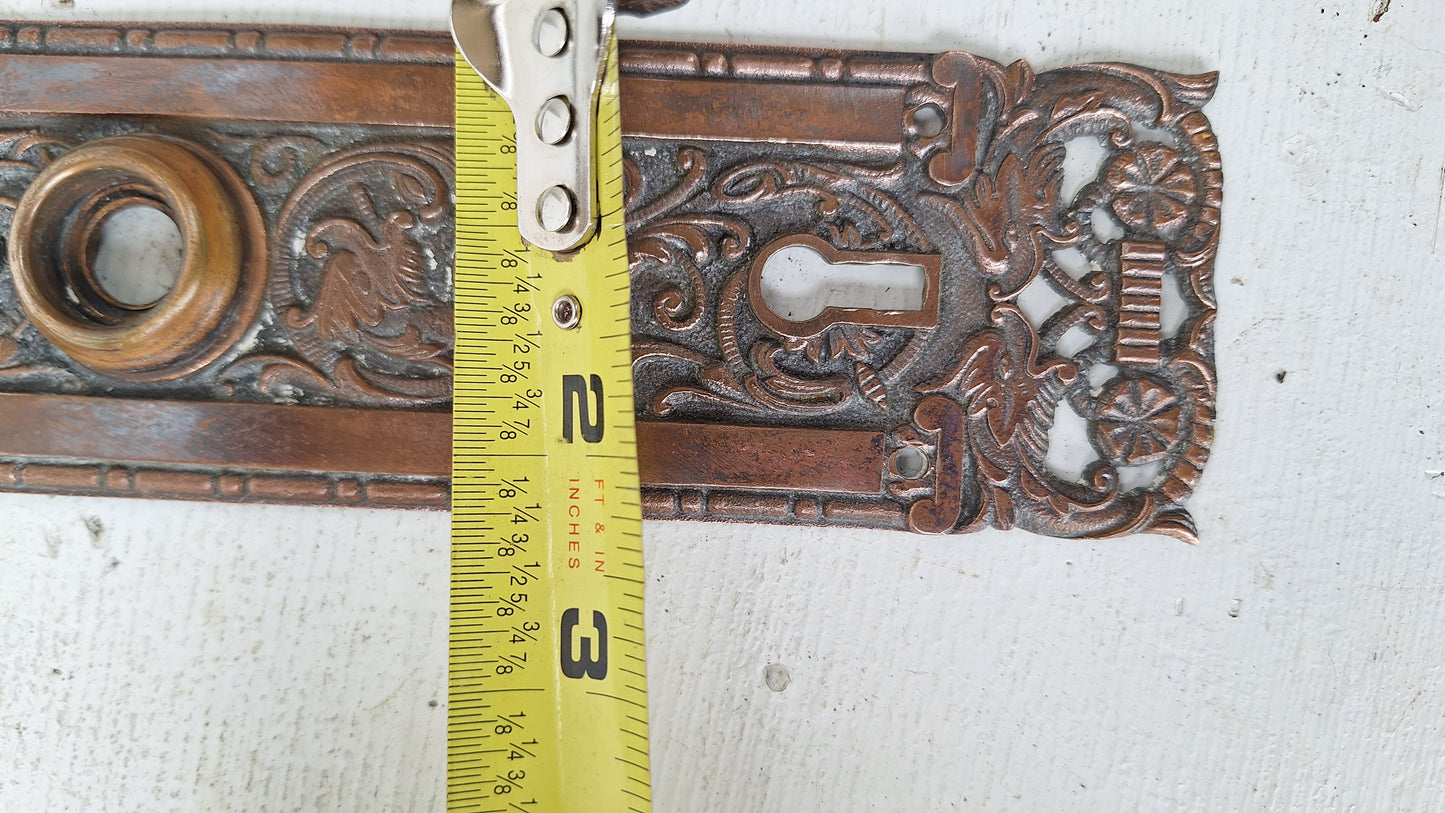 Antique Columbian Hardware Set, Reading Hardware Bronze Door Knob with Mythical Beast, Large Columbian Entry Door Set 040303